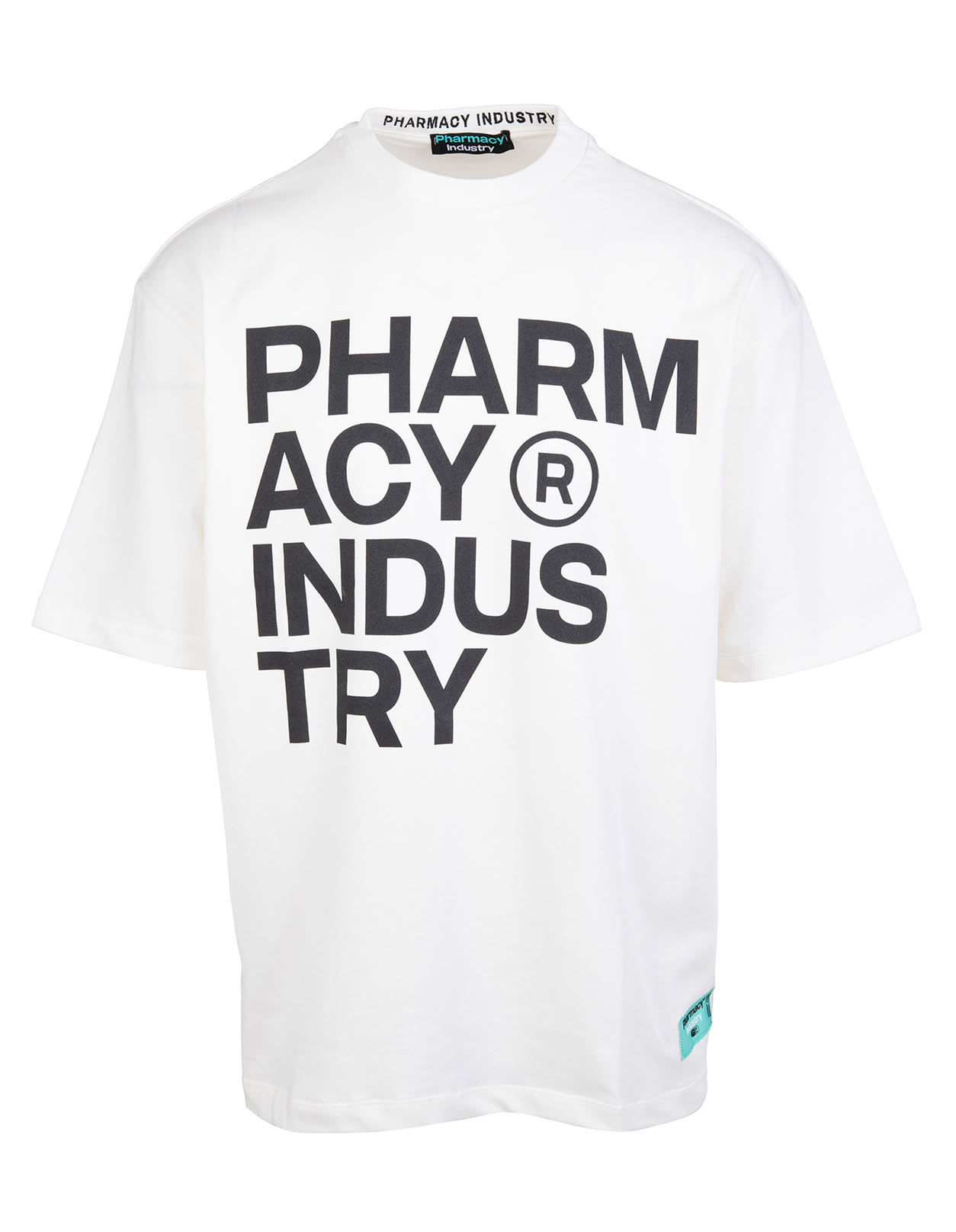 PHARMACY INDUSTRY MAN WHITE OVERSIZE T-SHIRT WITH DECONSTRUCTED LOGO,PHMSTMM261A OFF WHITE