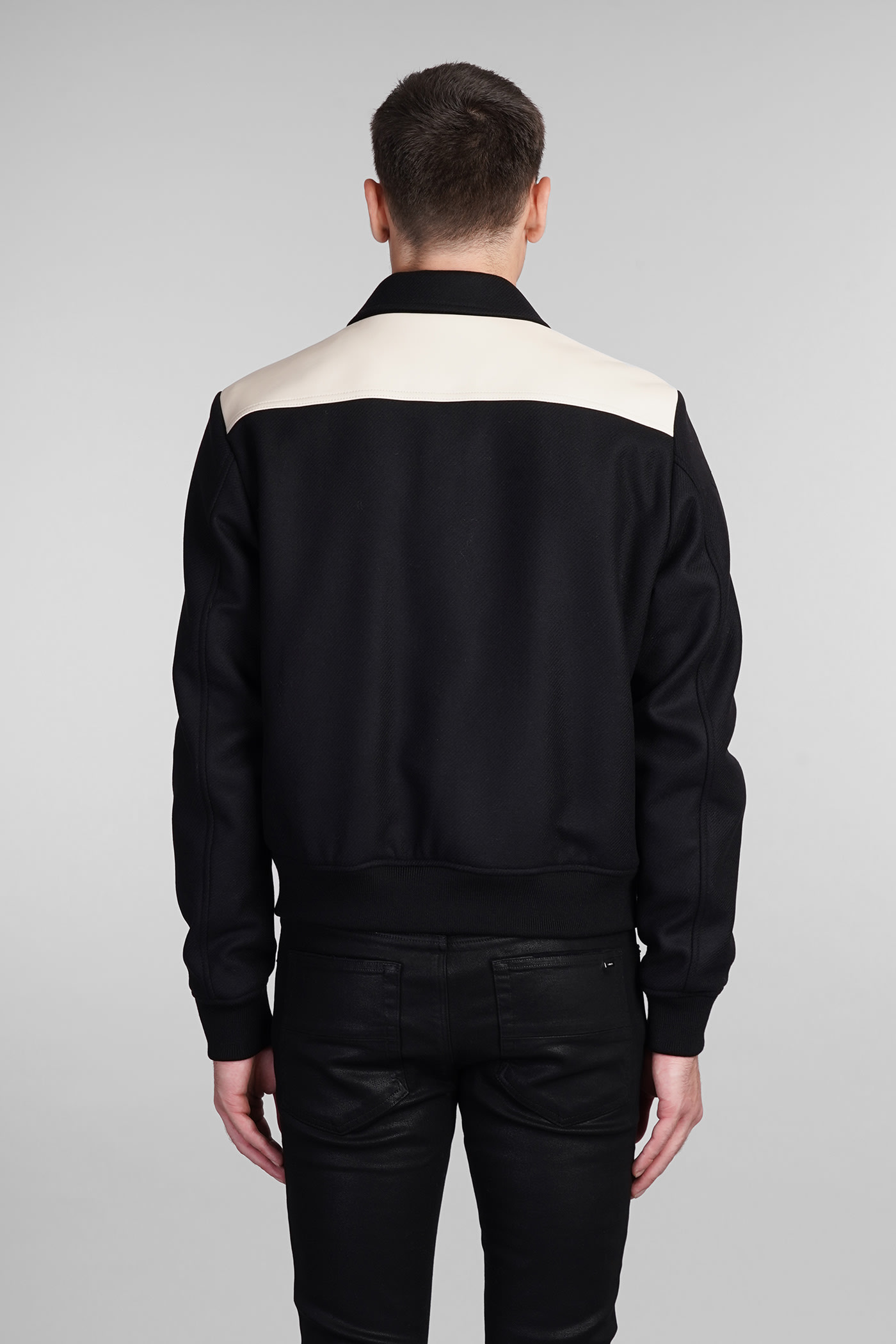 Shop Amiri Bomber In Black Wool