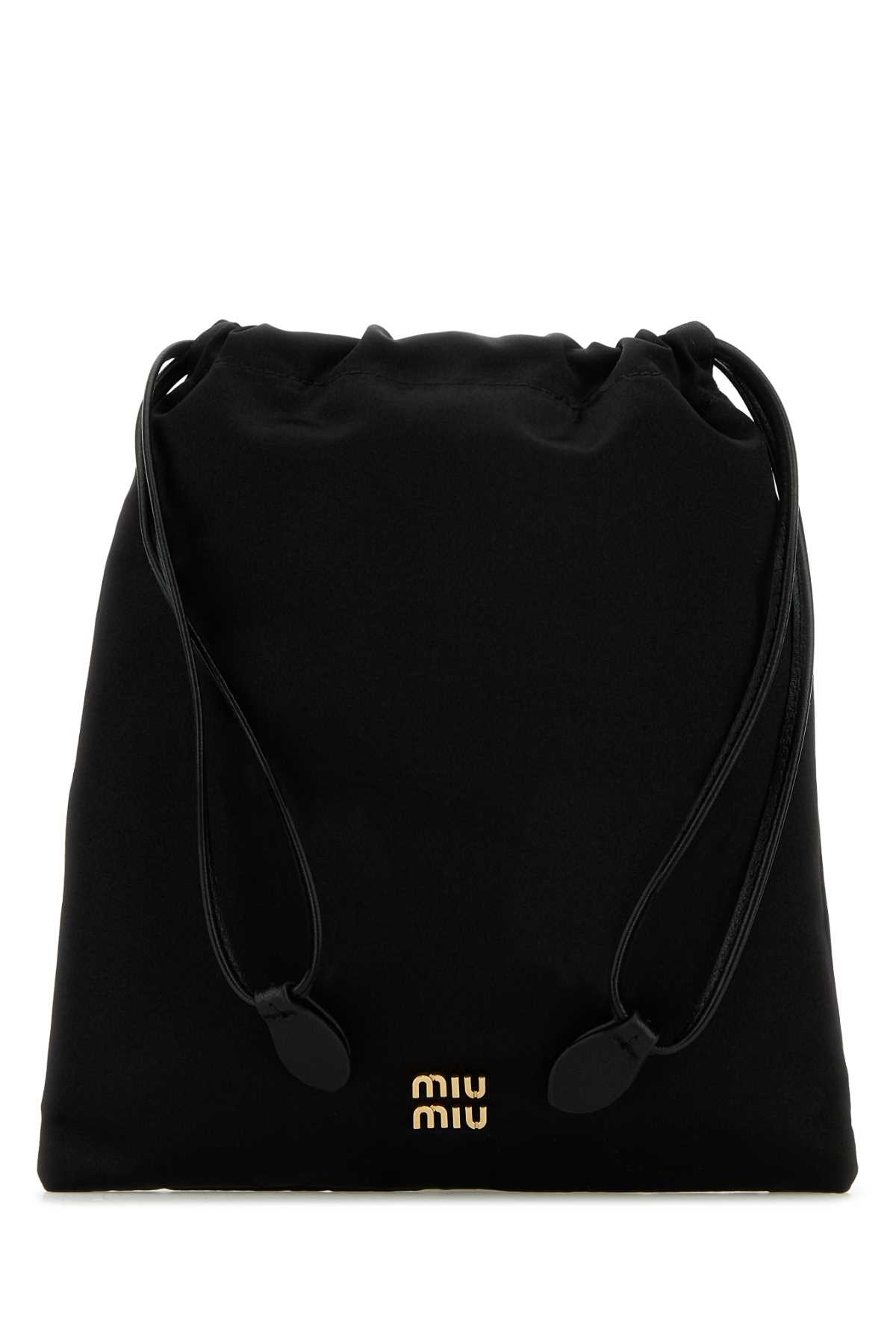 Shop Miu Miu Black Satin Pouch In Nero