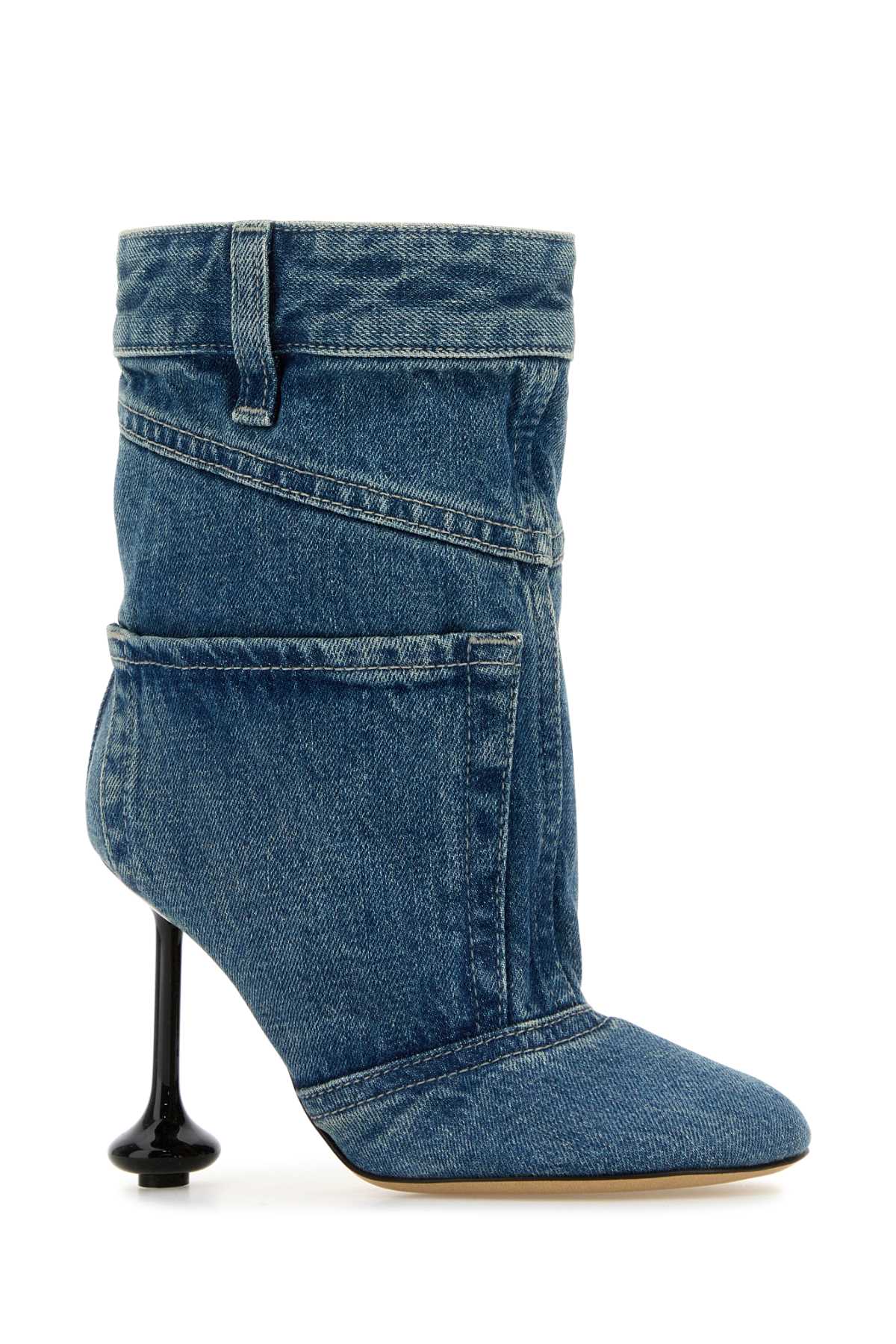 Shop Loewe Denim Toy Panta Ankle Boots In Washeddenim