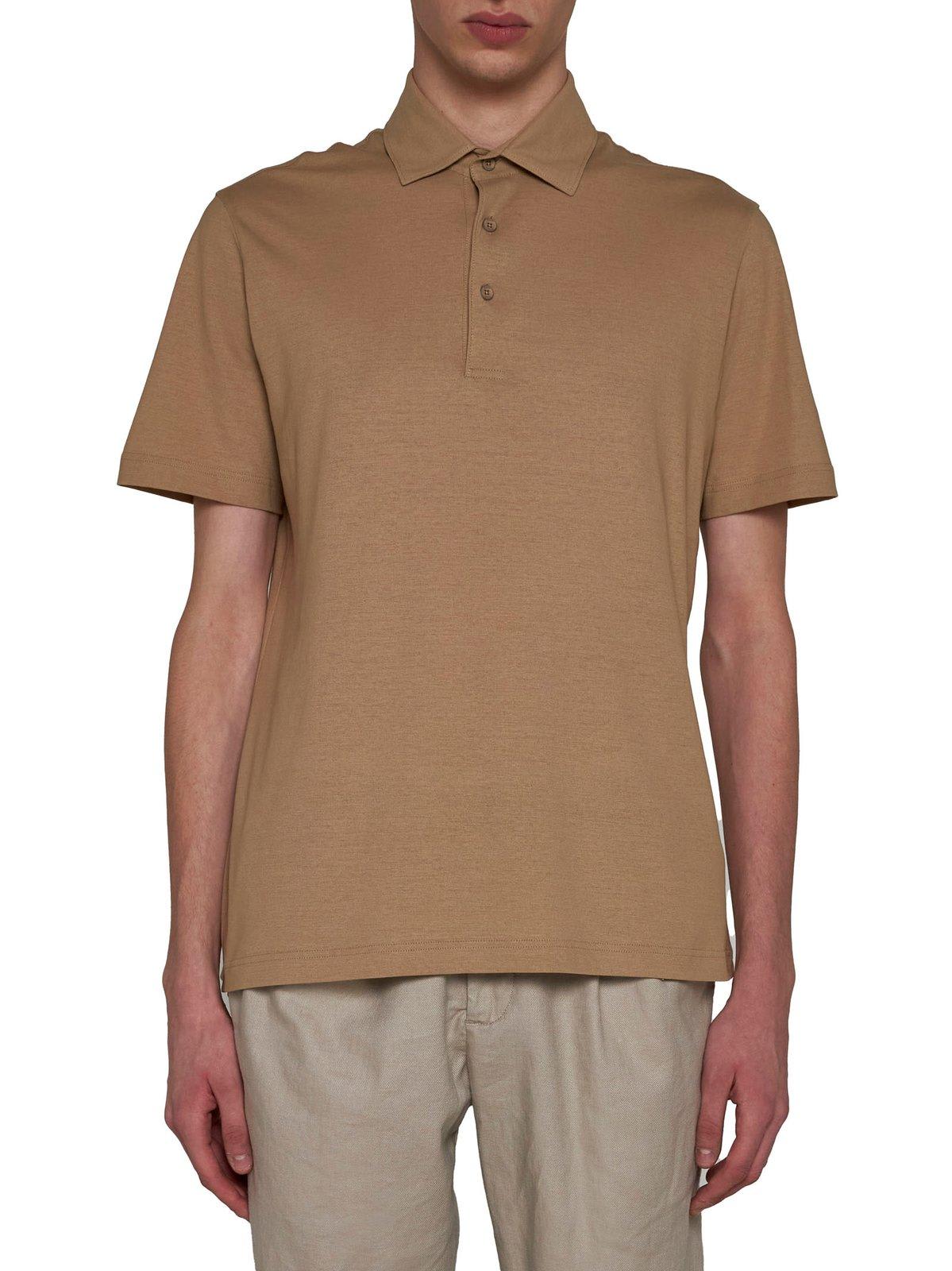 Shop Herno Cotton Polo Shirt In Sabbia