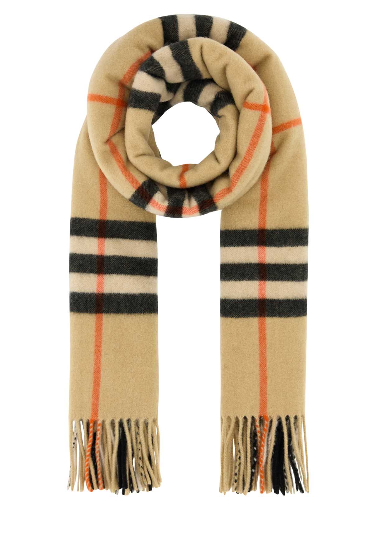 Shop Burberry Embroidered Cashmere Scarf In Sand