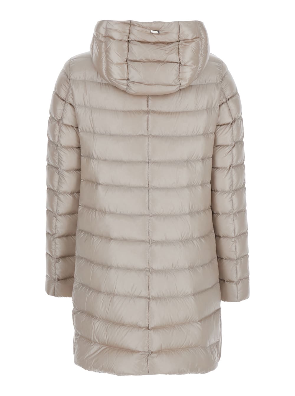 Herno Beige Down Jacket With Drawstring Hood In Tech Fabric Woman In Neutral