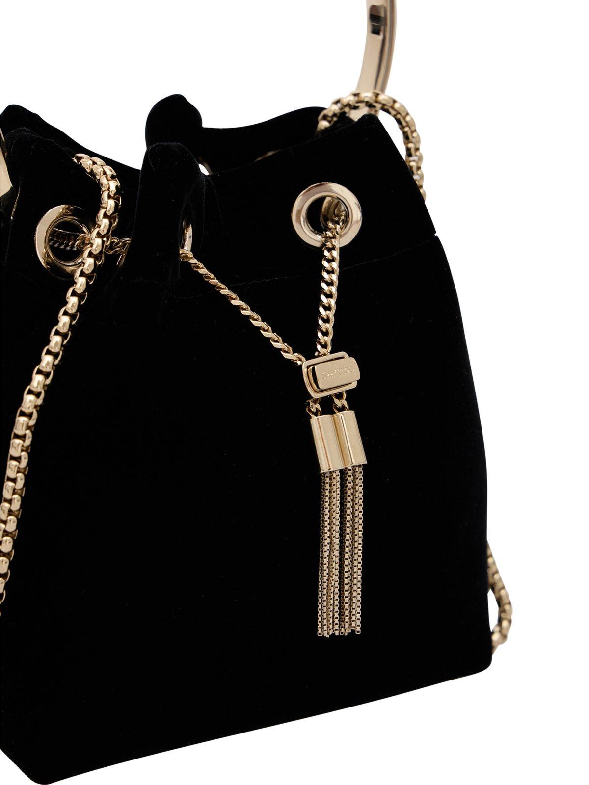 Jimmy Choo Round Handle Shoulder Bag Tassel In Black