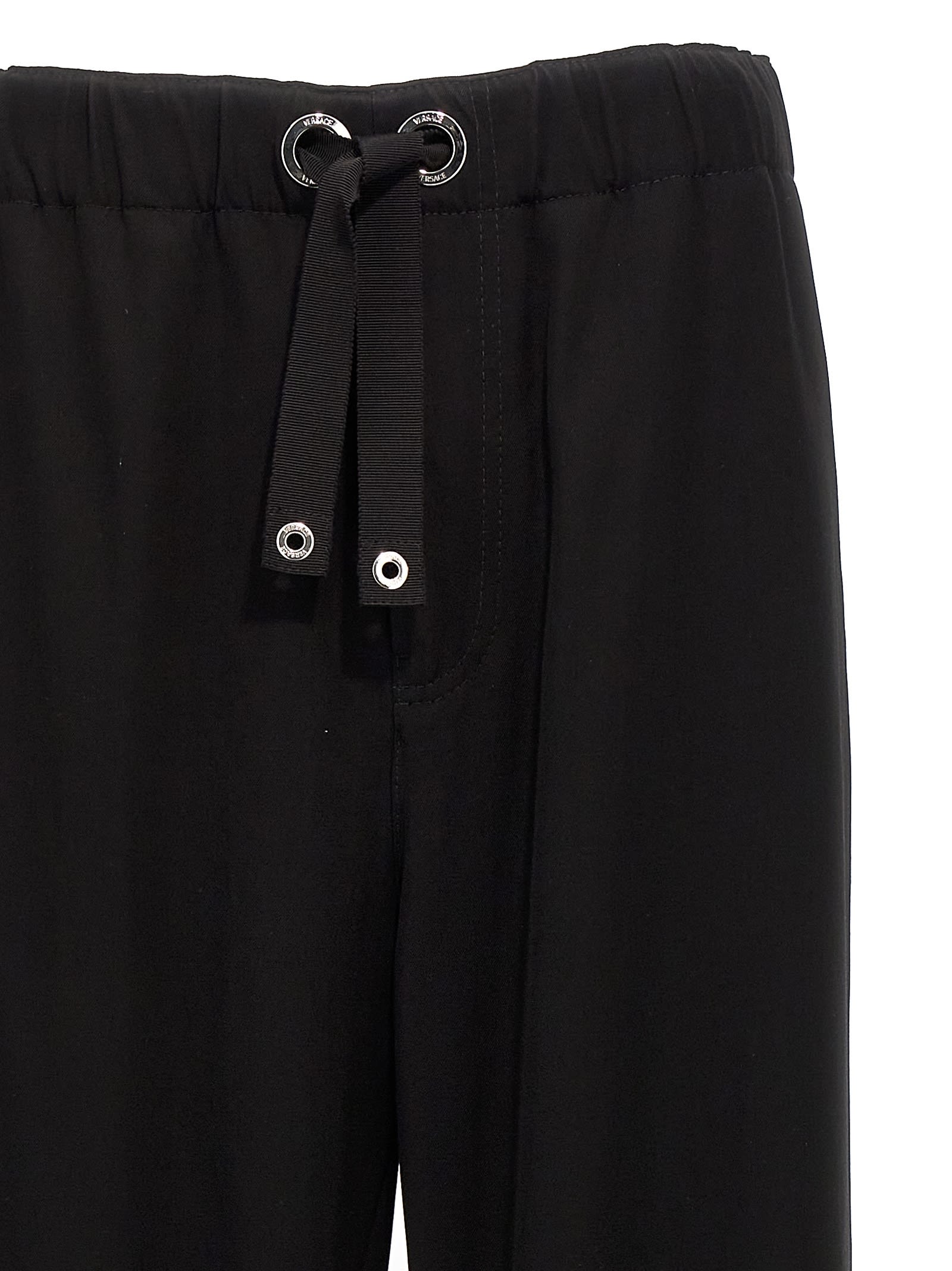 Shop Versace Twill Pants In Black