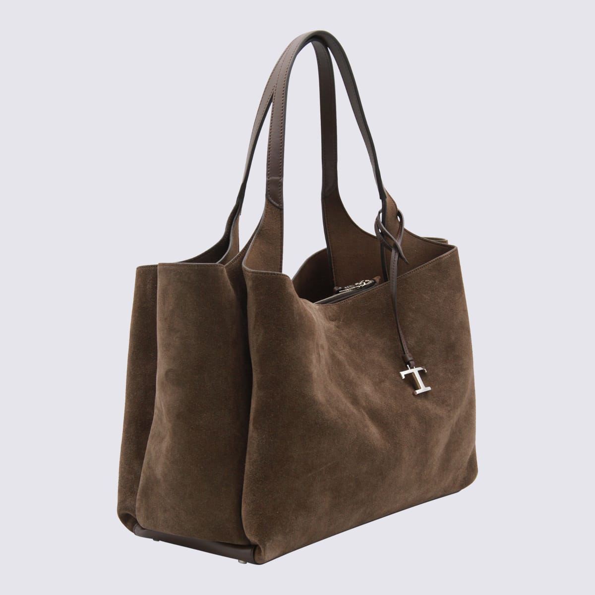 Tod's Dark Brown Suede Leather Top Handle Bag In Brown