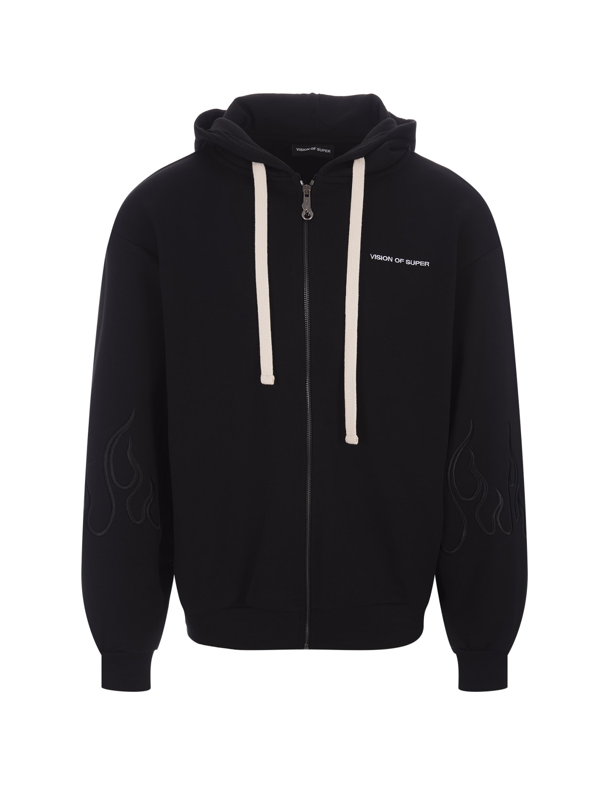 Vision Of Super Black Flames Hoodie In Nero