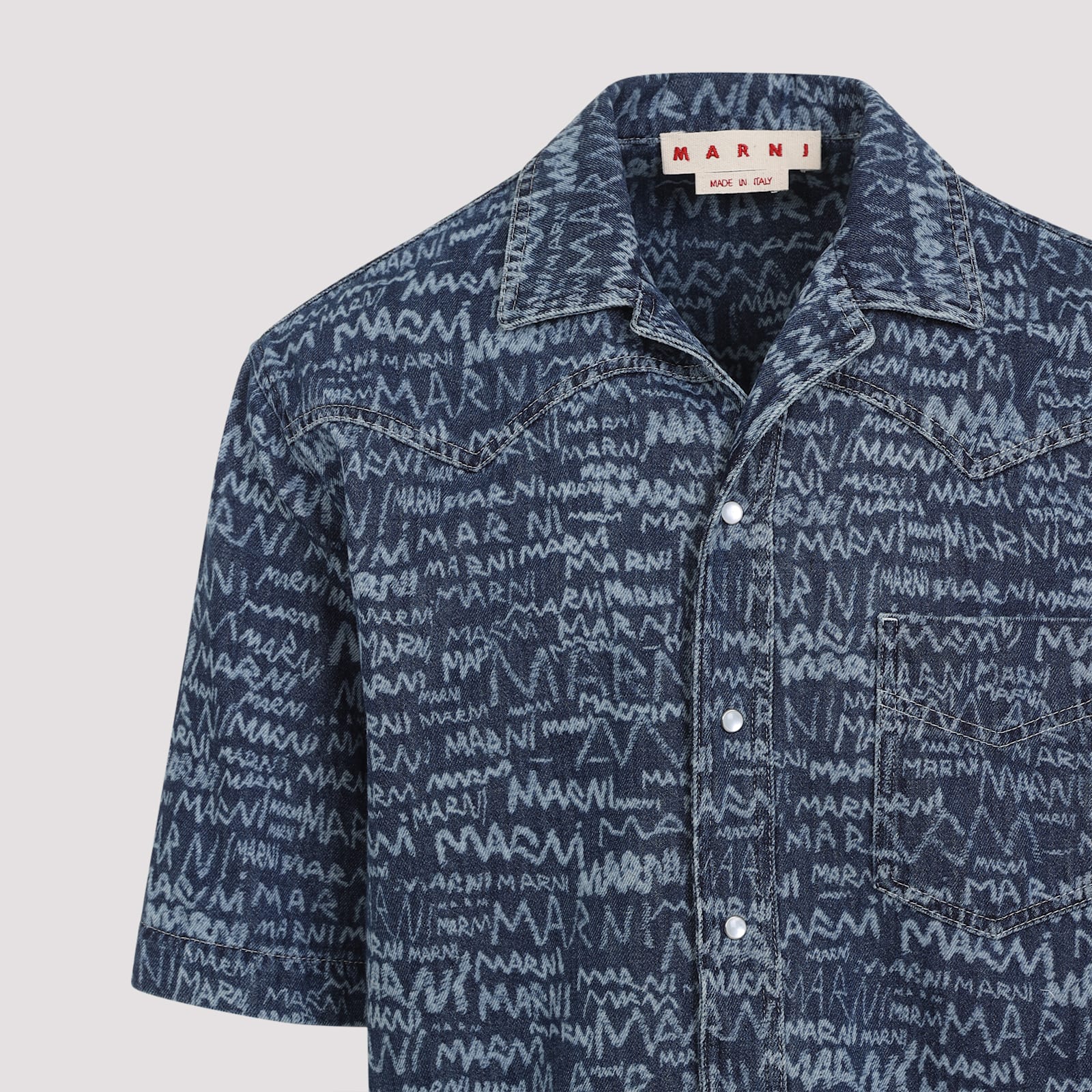 Marni Blue Cotton Shirt In Blue Kyanite