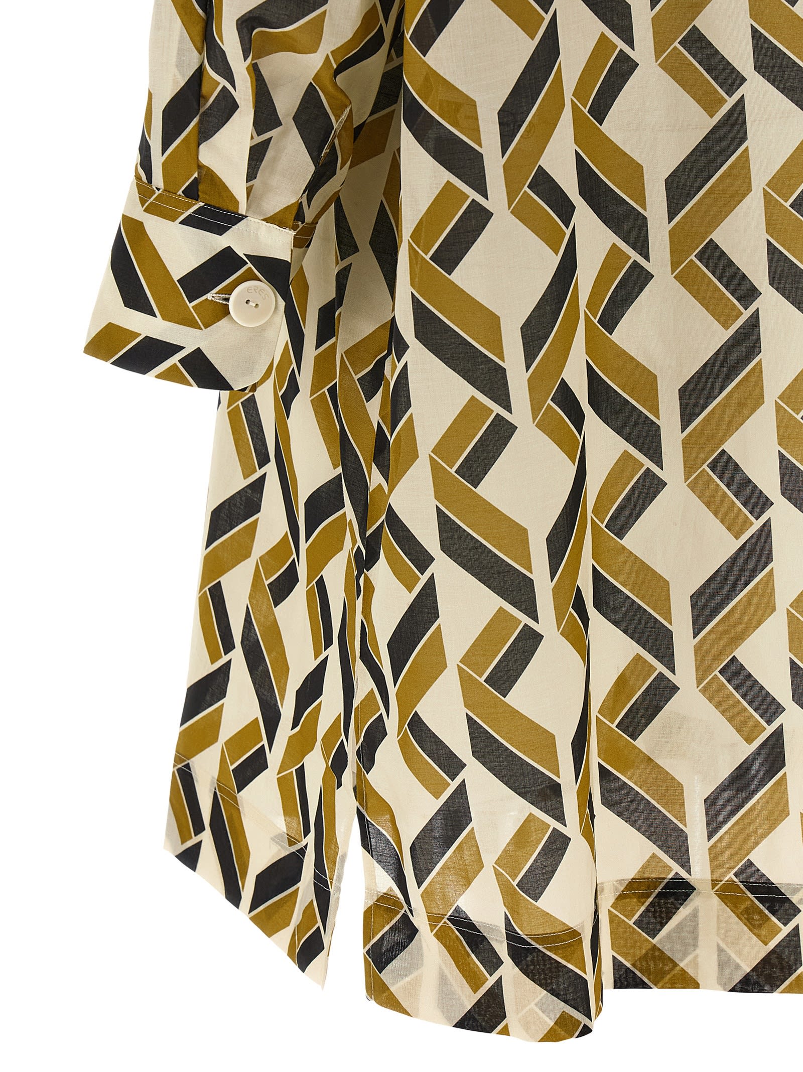 Eres Espace Logo-patch Geometric-print Shirt In Brown