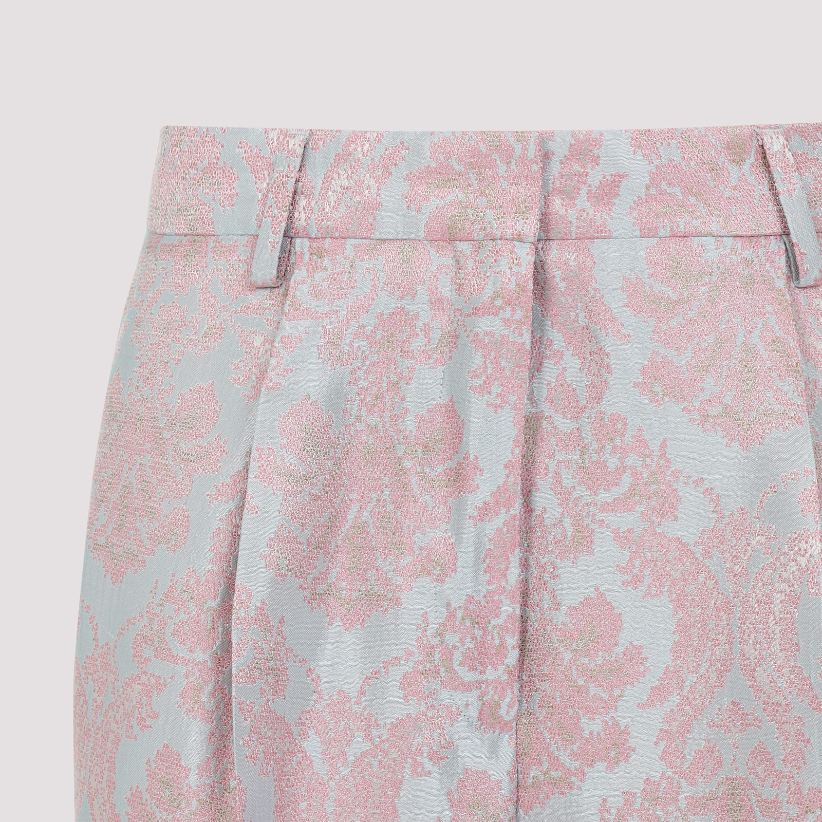 Dries Van Noten Tailored Trousers With Delicate Floral Pattern In Light Blue
