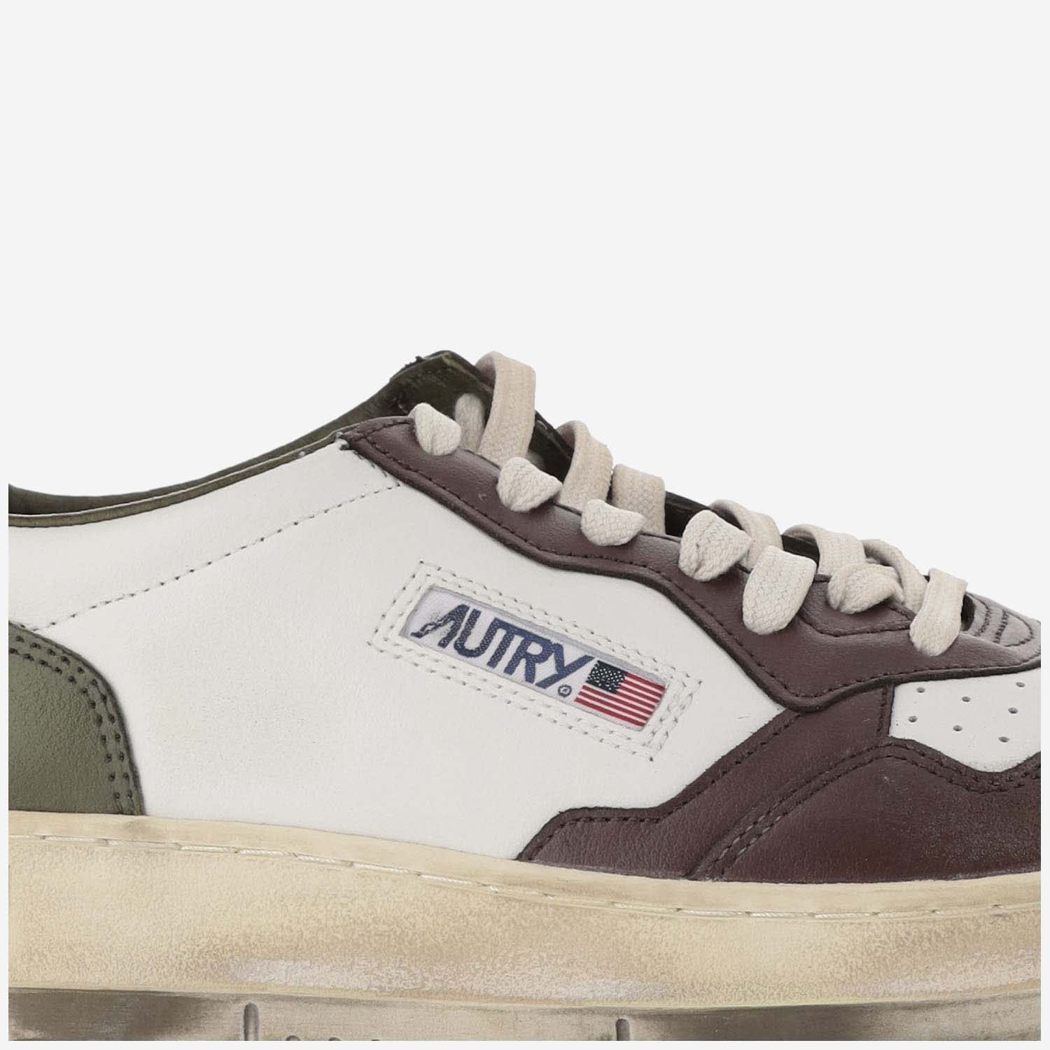 Shop Autry Medalist Low Super Vintage Leather Sneakers In Brown