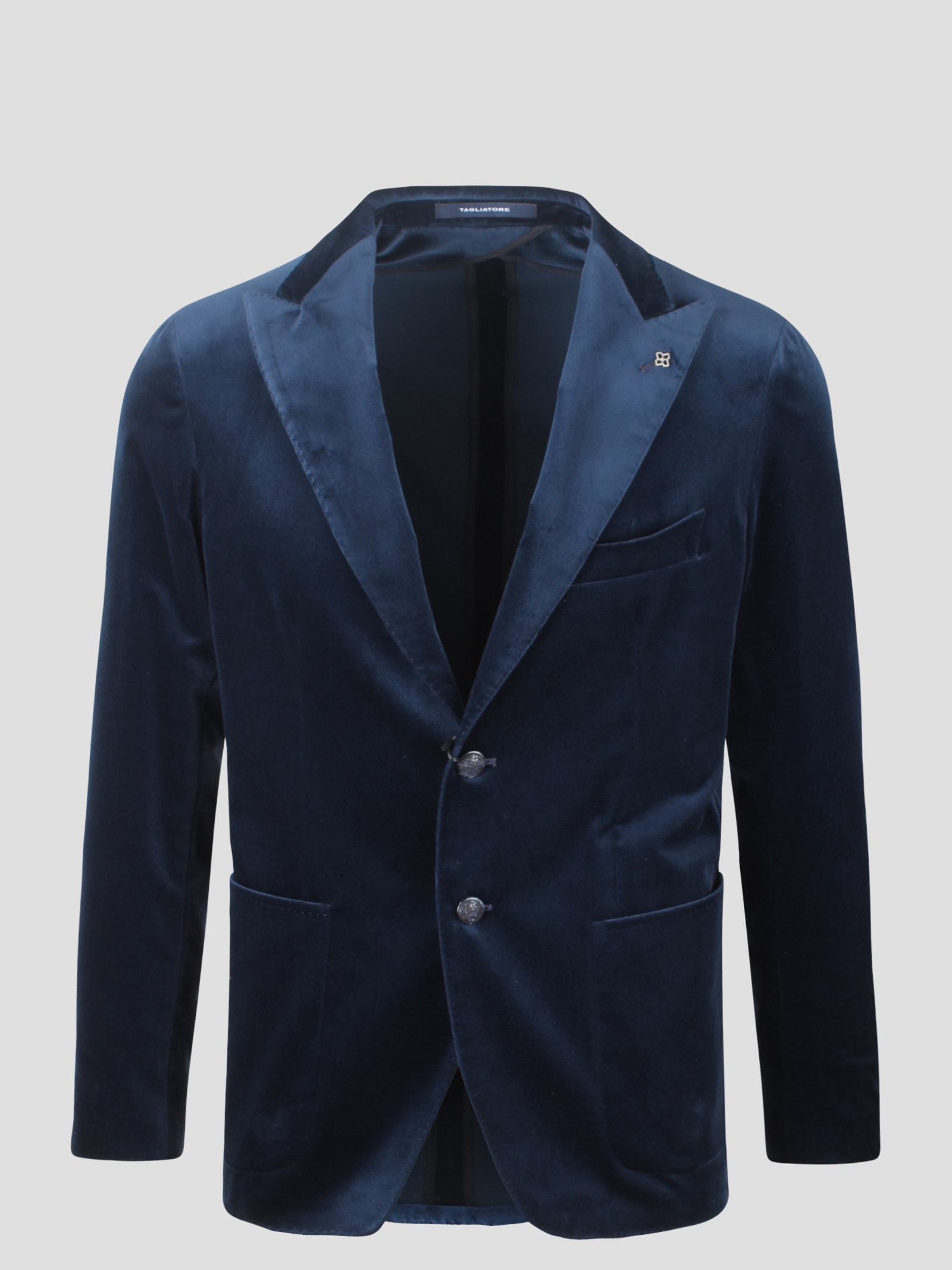 Shop Tagliatore Velvet Jacket In Blue