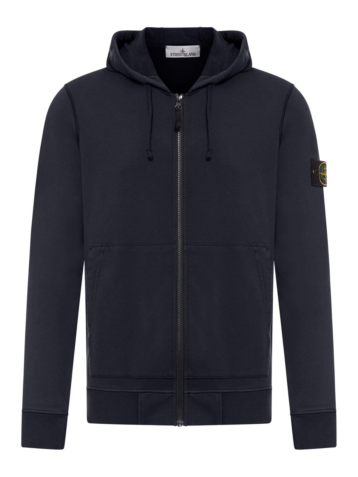 STONE ISLAND LOGO PATCH ZIPPED HOODIE