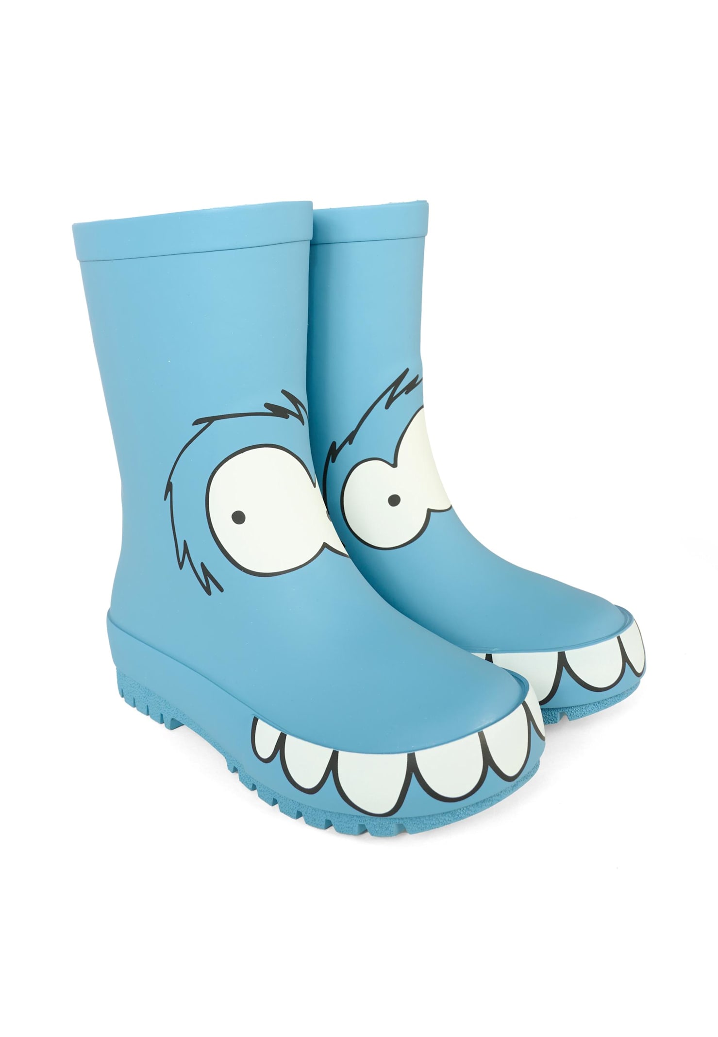 Stella Mccartney Light Blue Rain Boots For Boy With Yeti Print In Blue