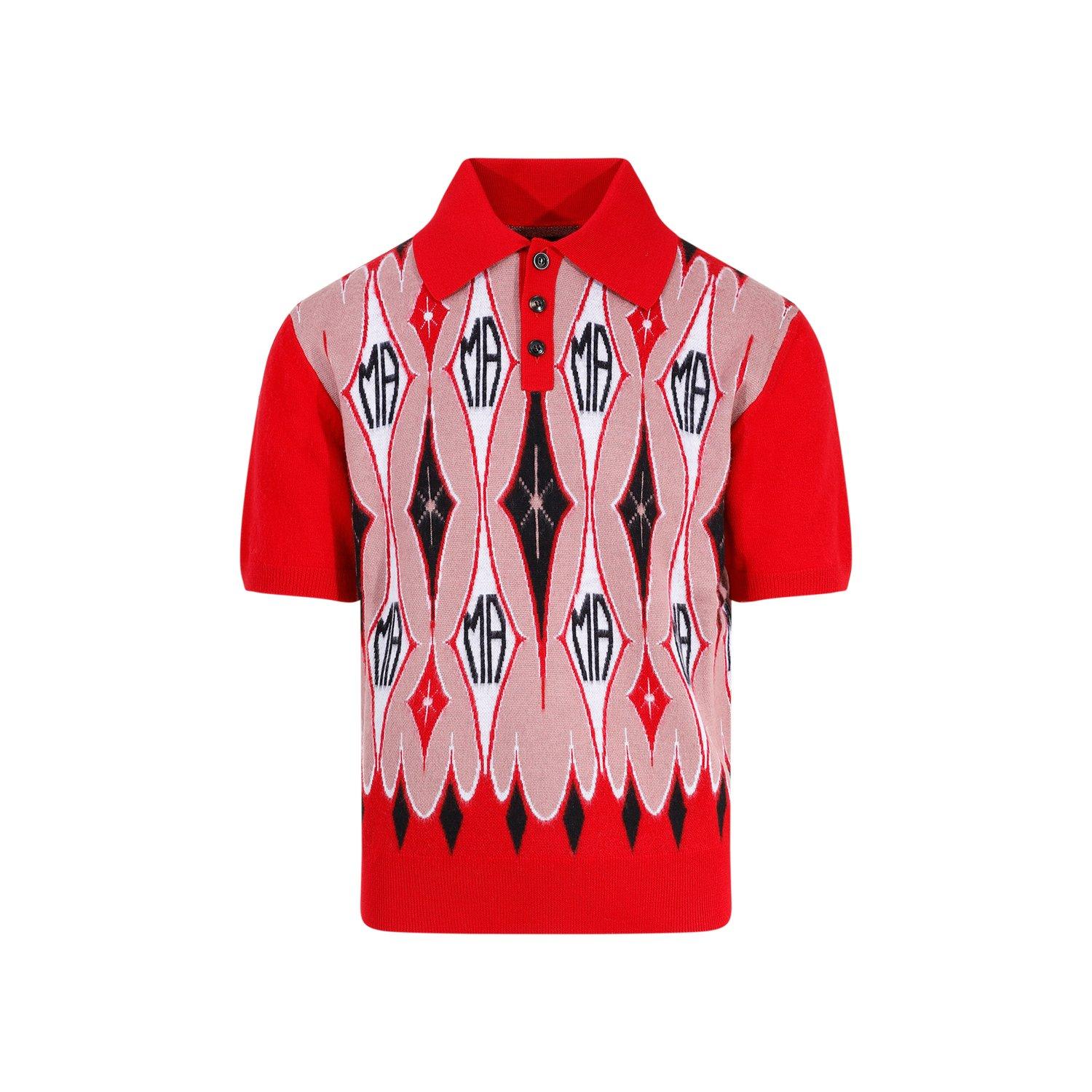 Shop Amiri Button Detailed Short-sleeved Polo Shirt In Rosso