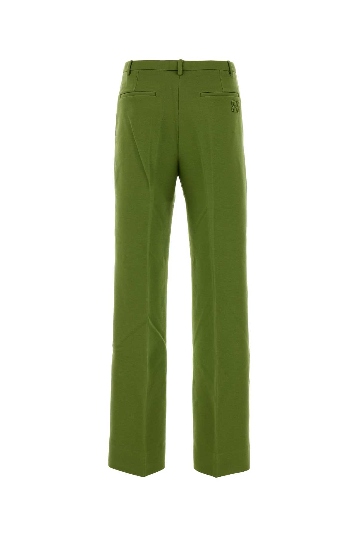 Miu Miu Green Stretch Viscose Blend Pant In Green