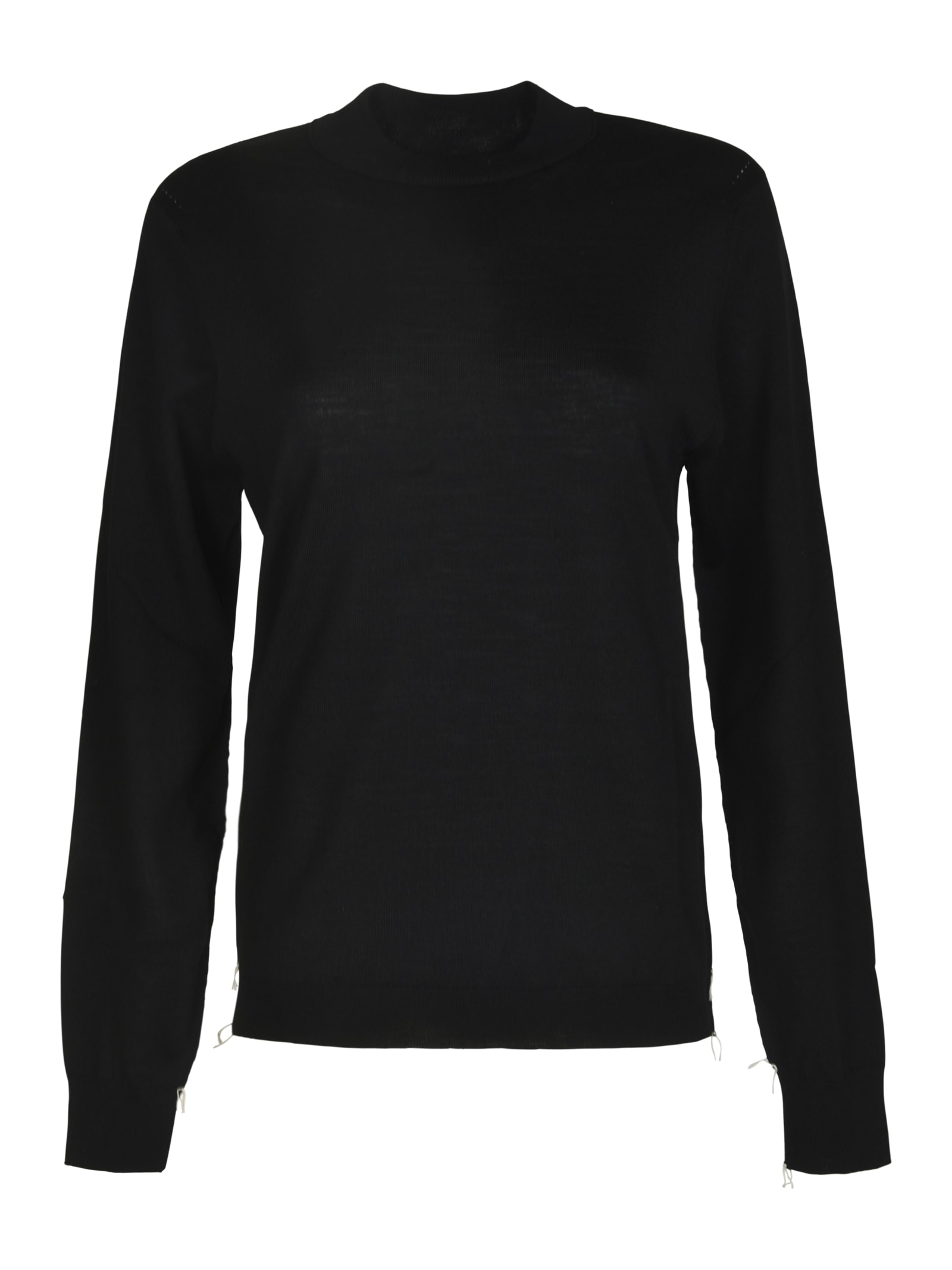 Shop Maison Margiela 4 Stitch Logo Rib Trim Sweater In Black