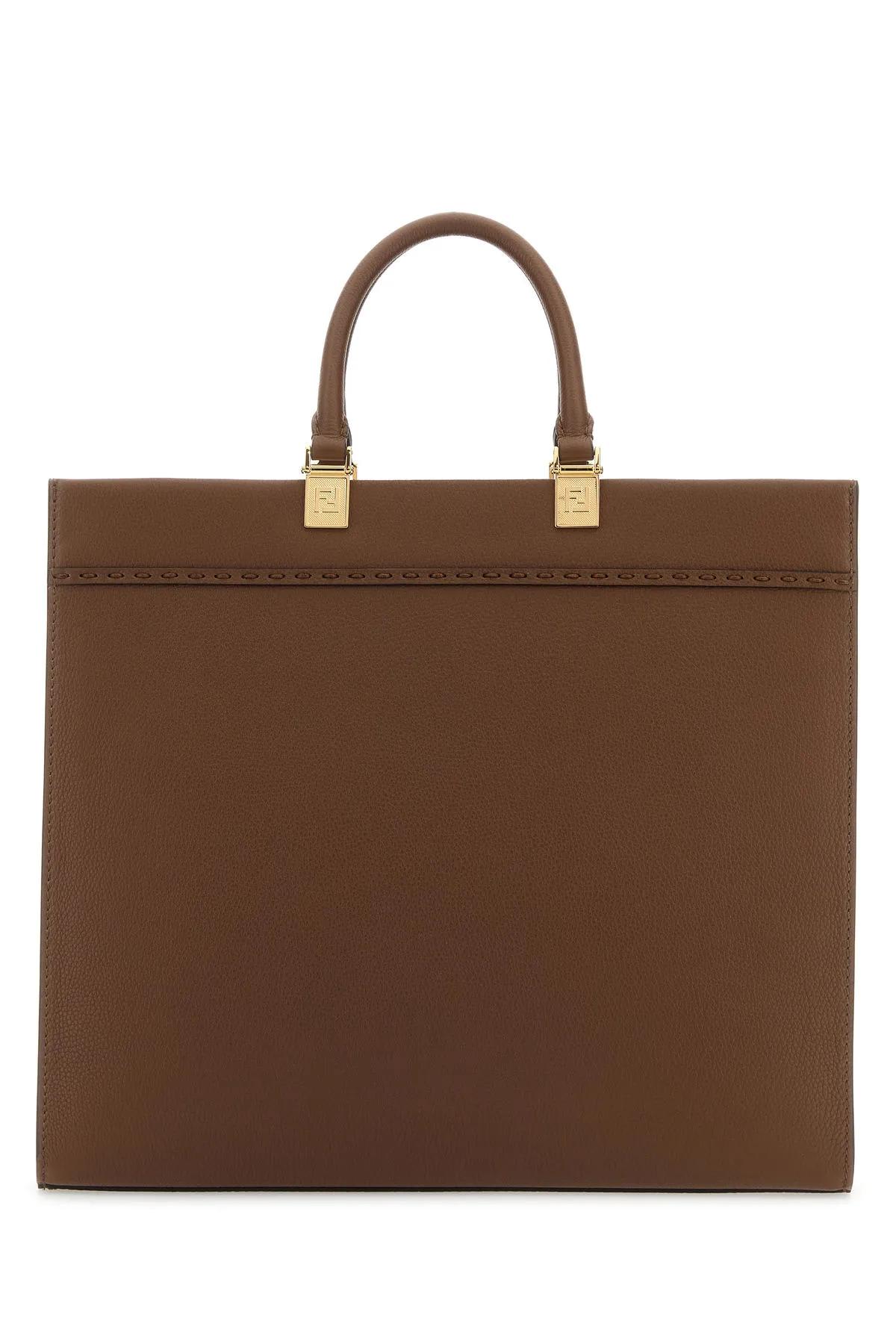 Shop Fendi Brown Leather Medium Sunshine Shopping Bag