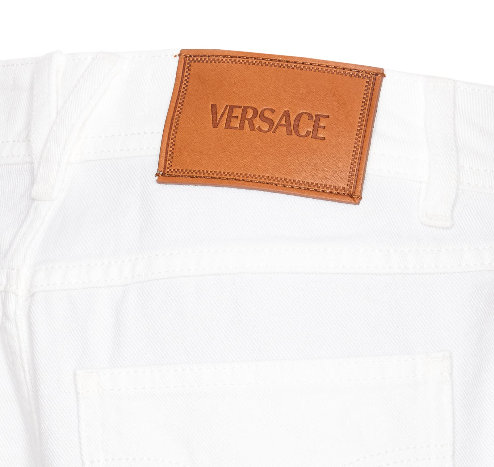 Shop Versace Barocco Print Shorts In White