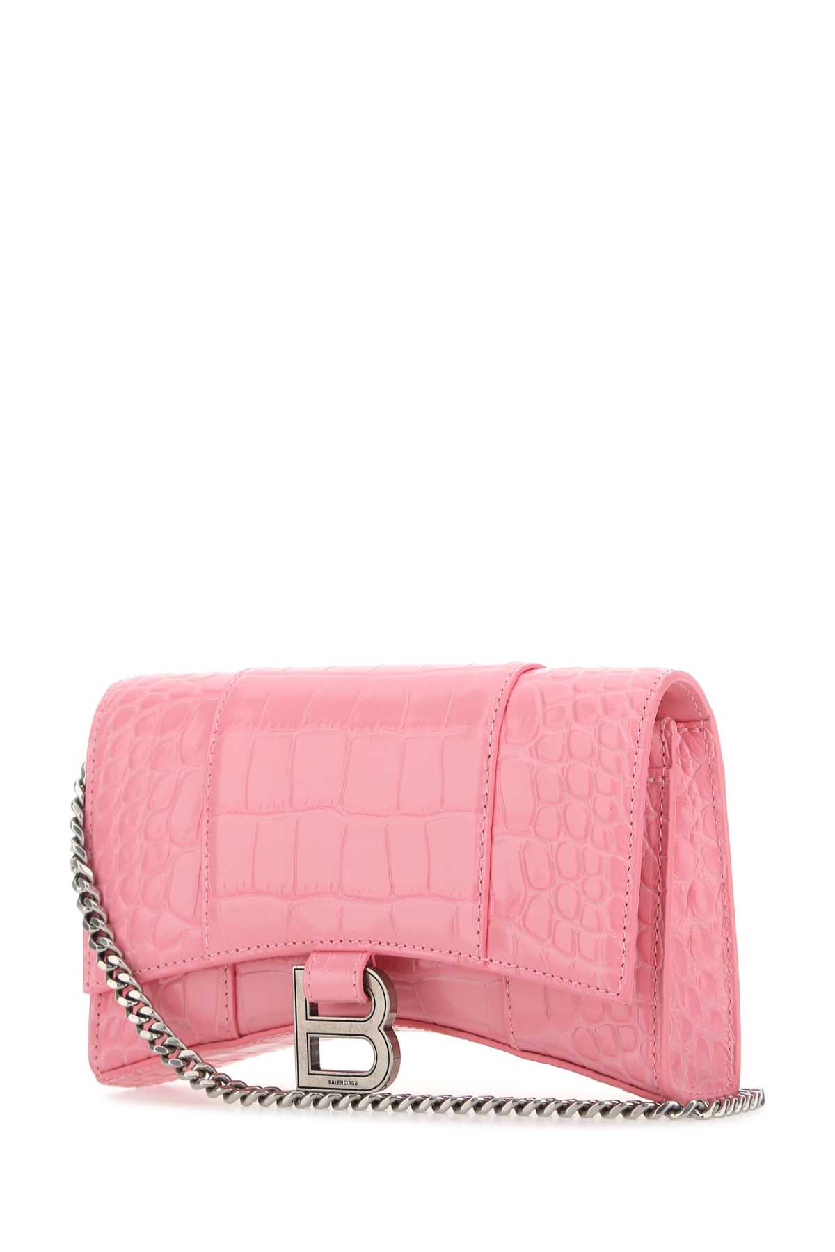Shop Balenciaga Pink Leather Hourglass Wallet In 5812