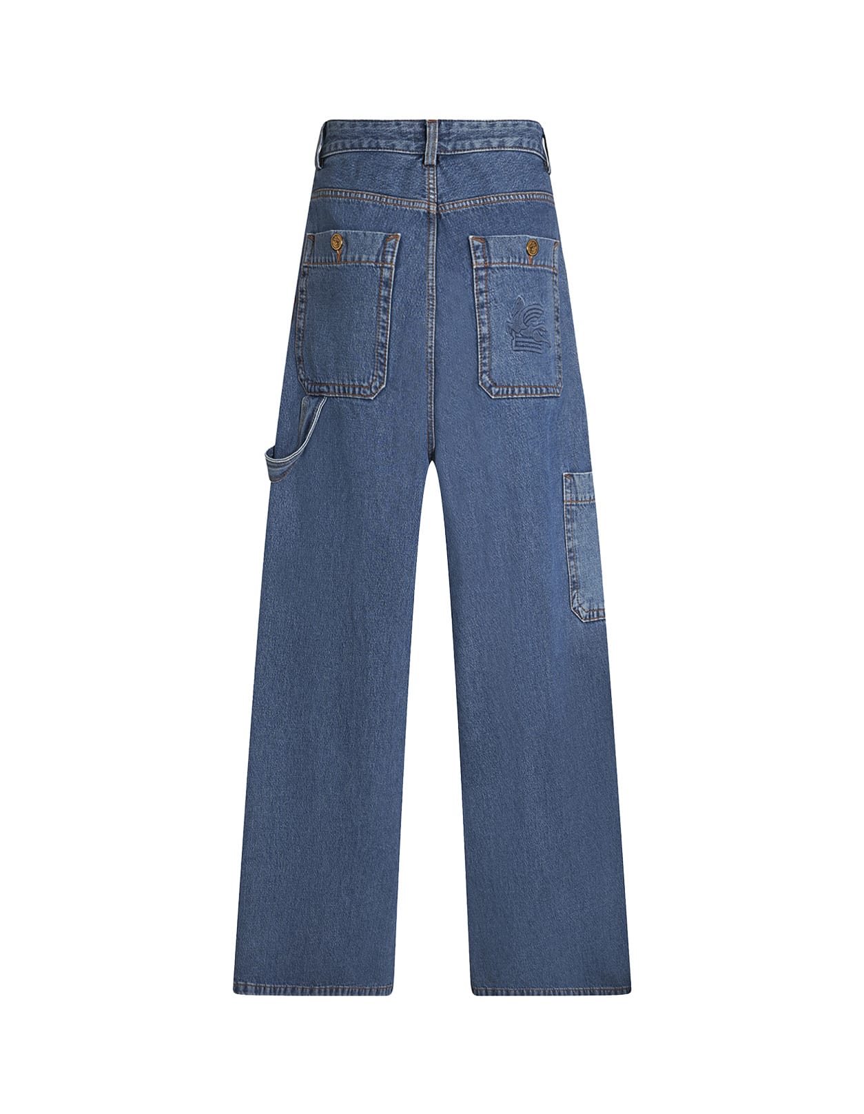 Shop Etro Wide Leg Jeans In Light Blue Denim