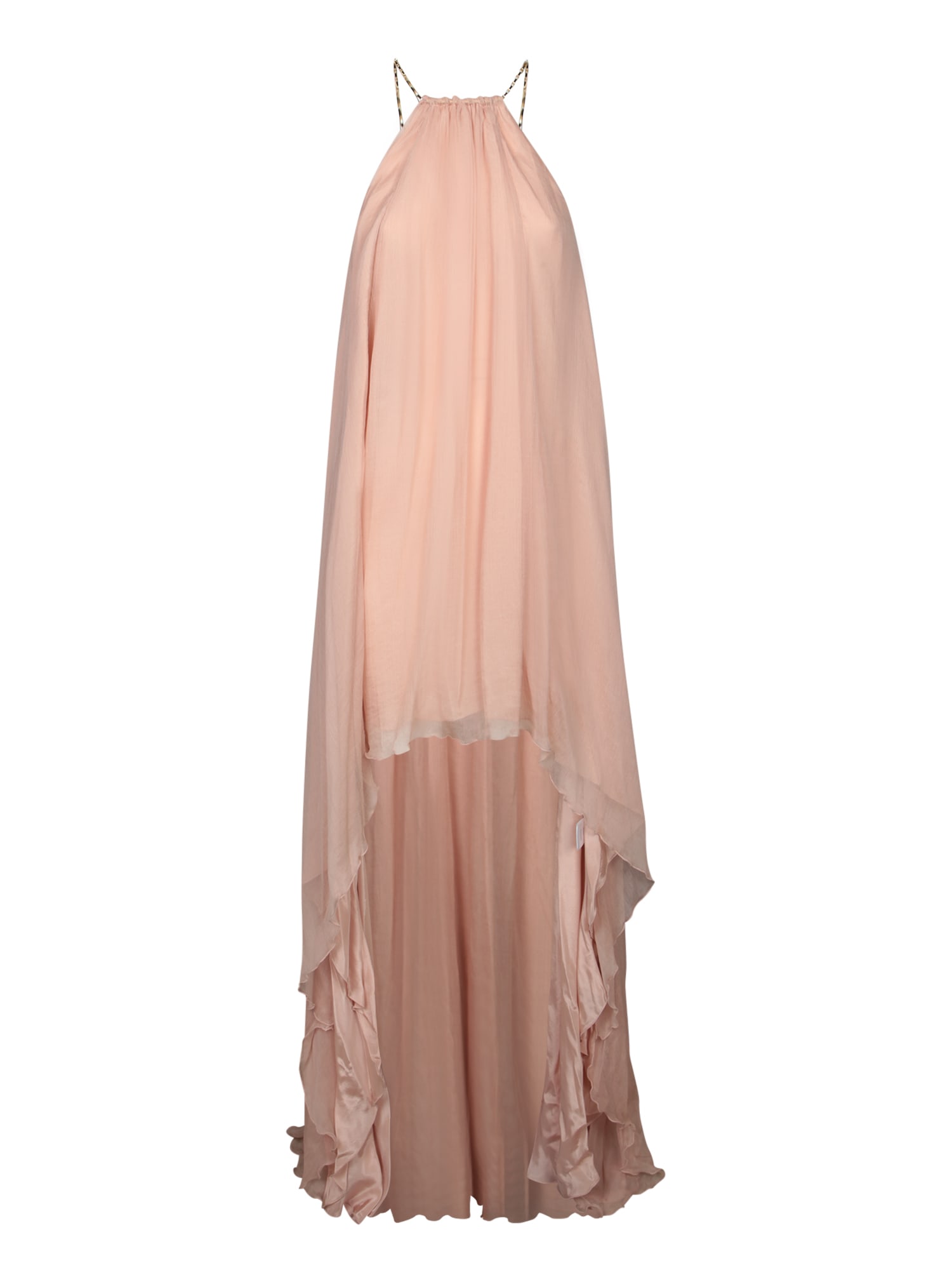 Amen Blush Silk Chiffon Halter Dress