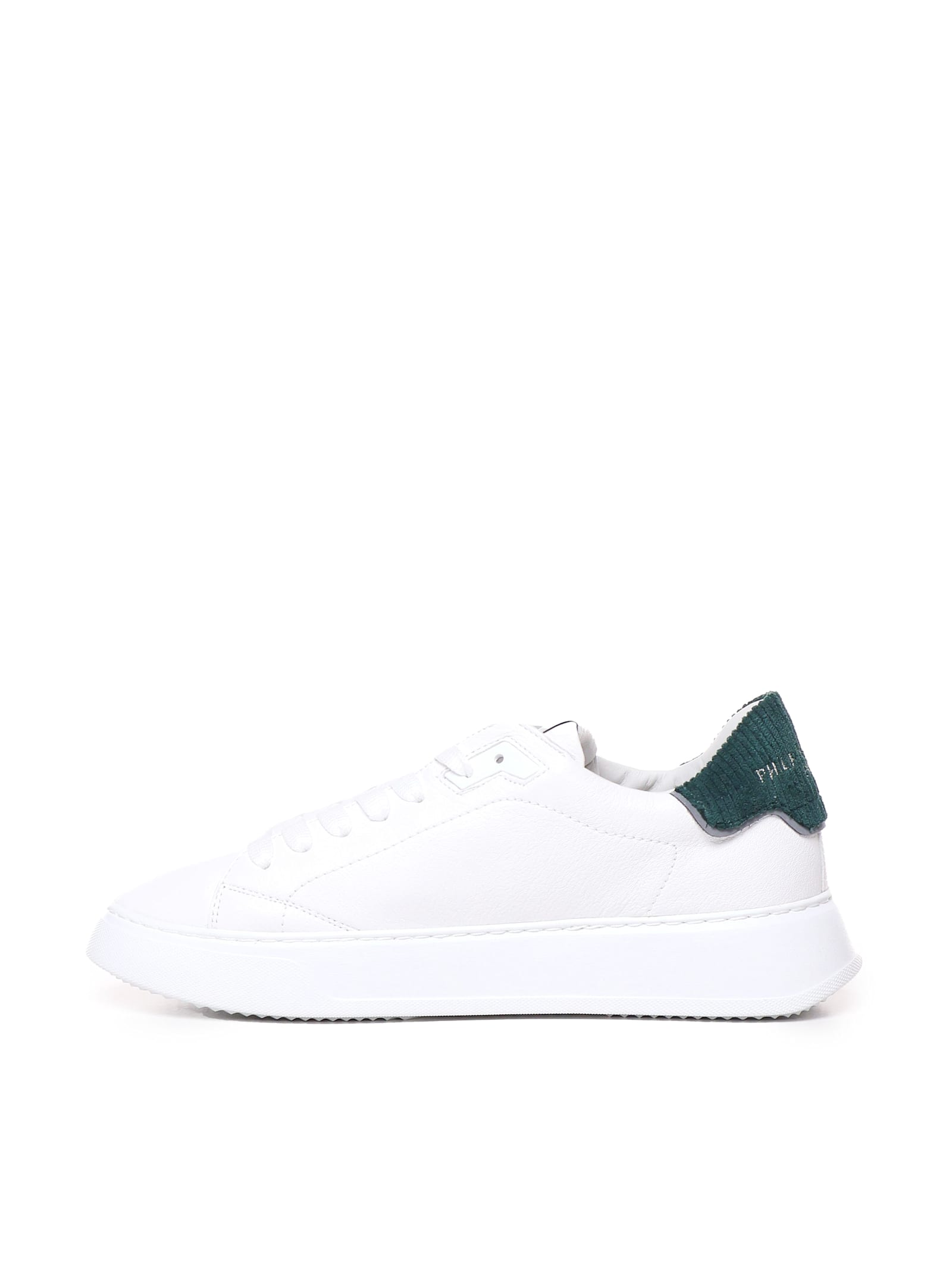 Shop Philippe Model Temple Sneakers In Leather In White, Green