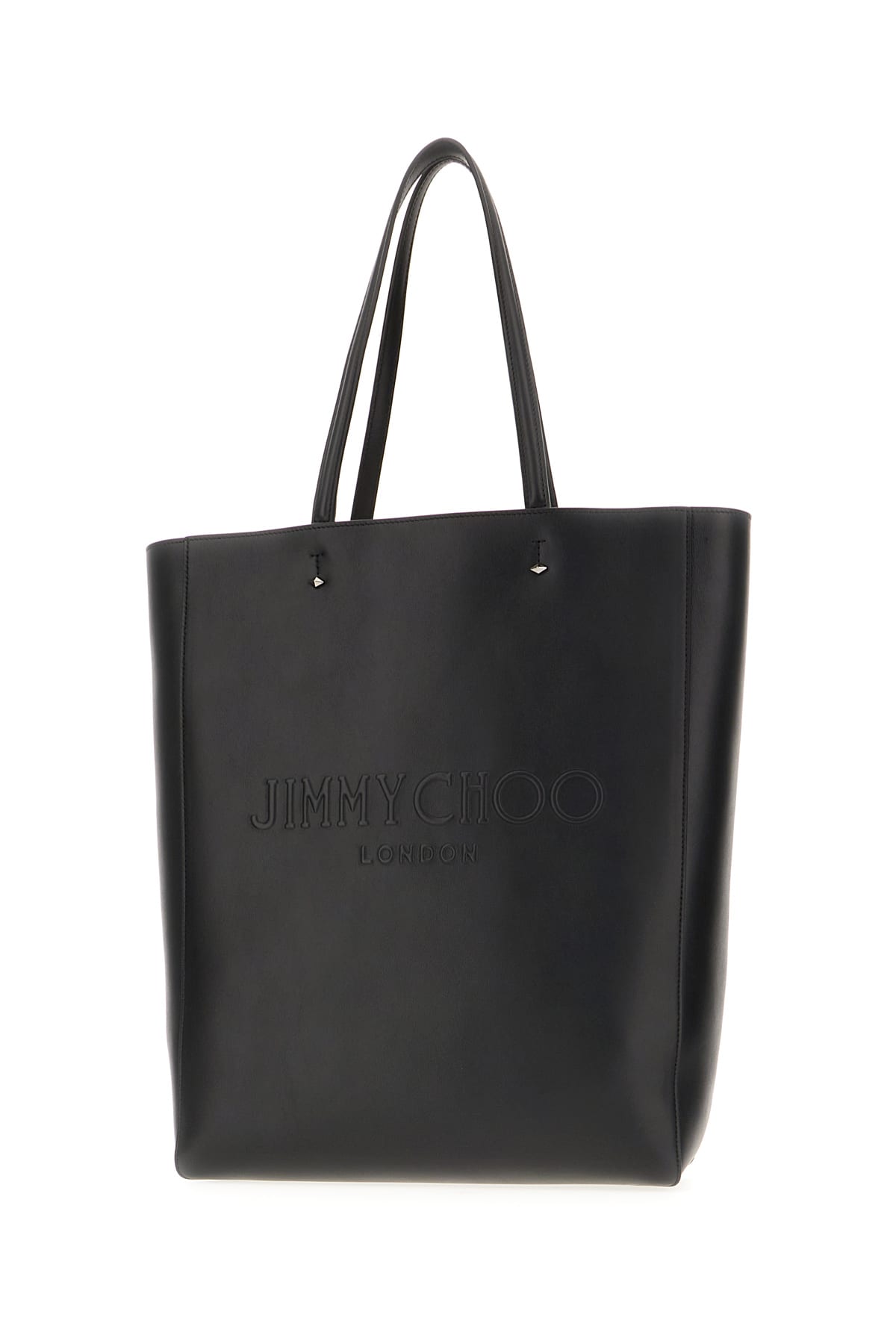 Jimmy Choo Black Leather Lenny Shopping Bag In Blackgunmetal