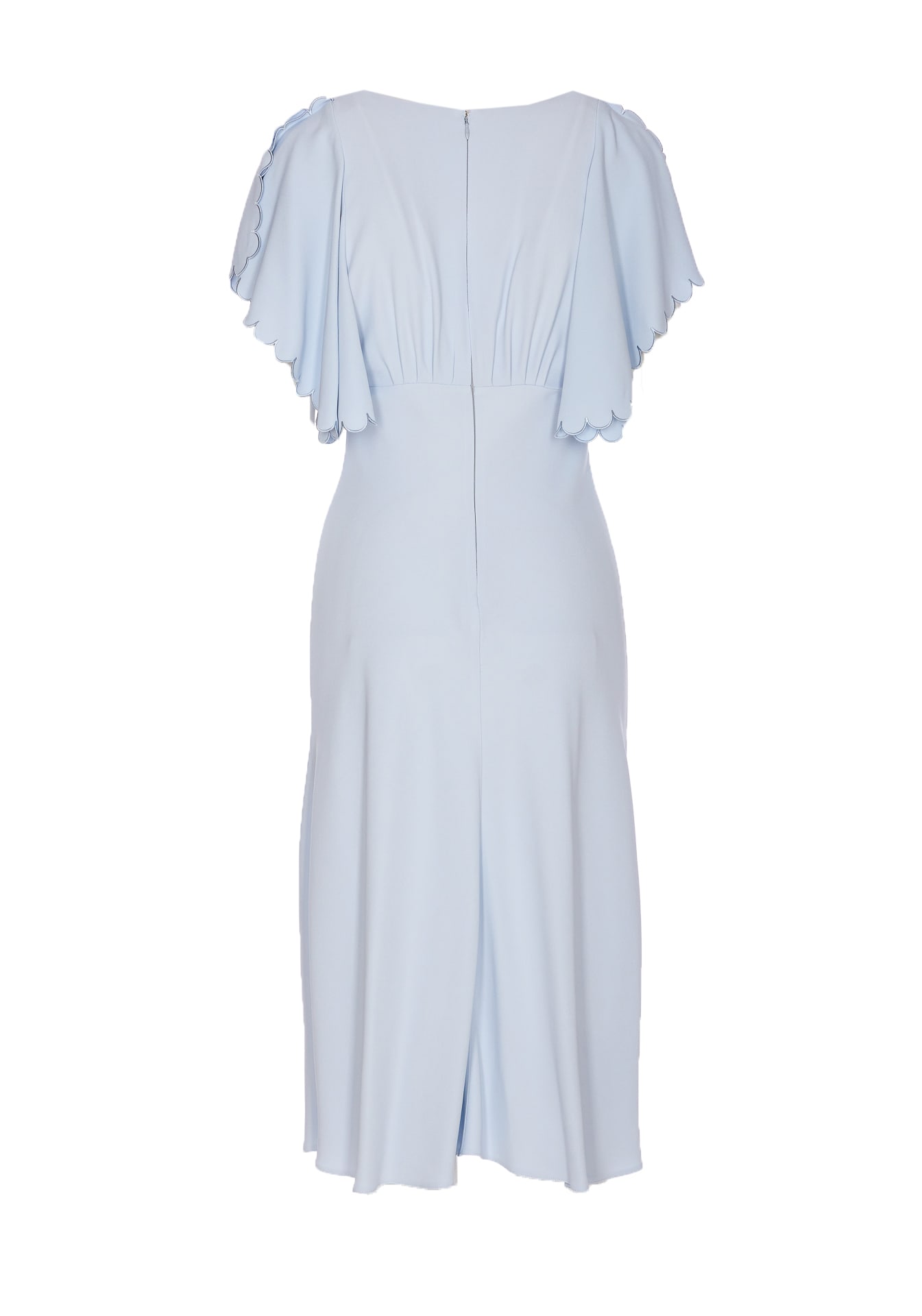 Shop Elisabetta Franchi Dress In Lightweight Crepe Fabric With Embroidered Scallop