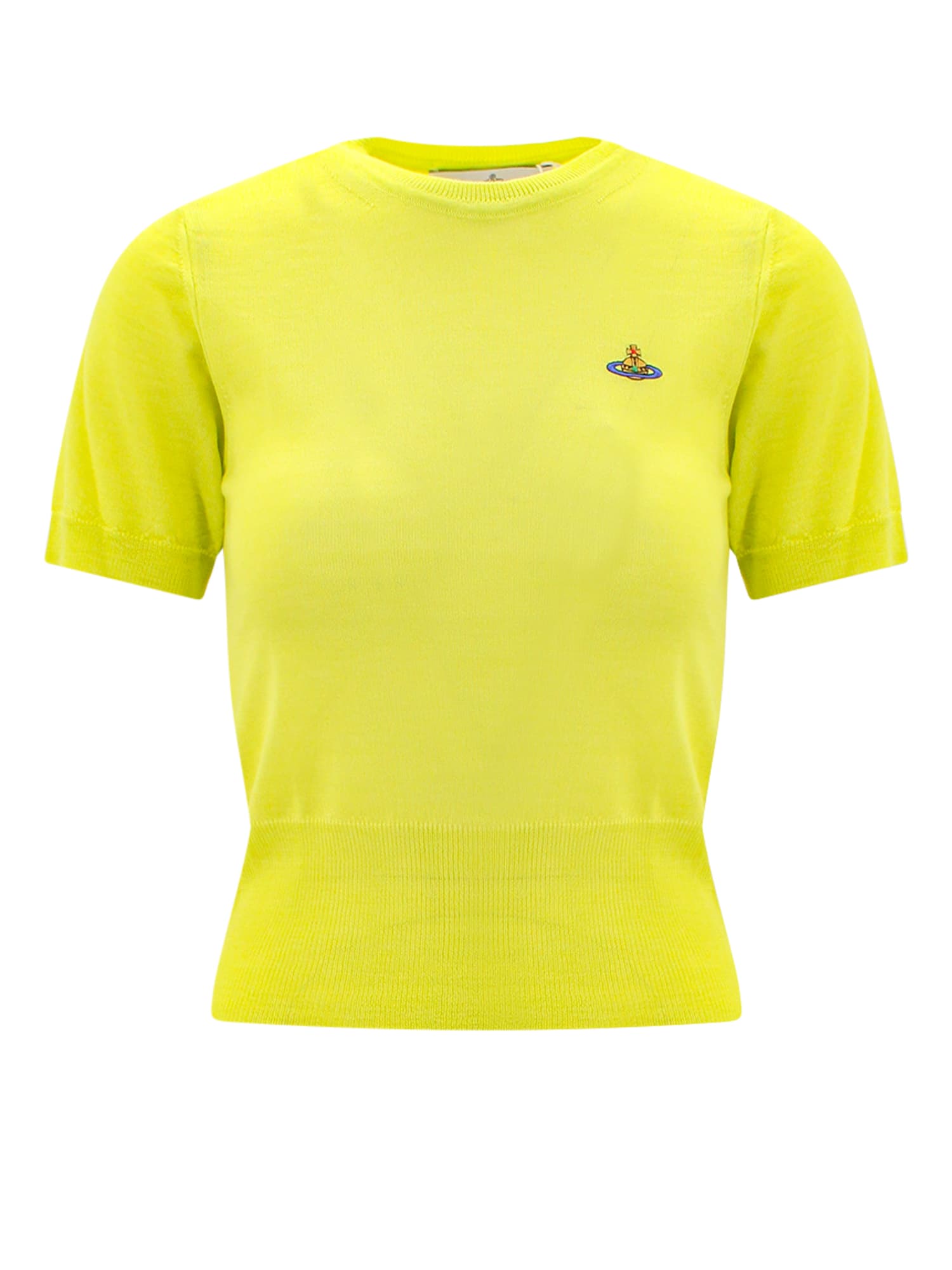 Vivienne Westwood Embroidered-orb Knit Top In Yellow