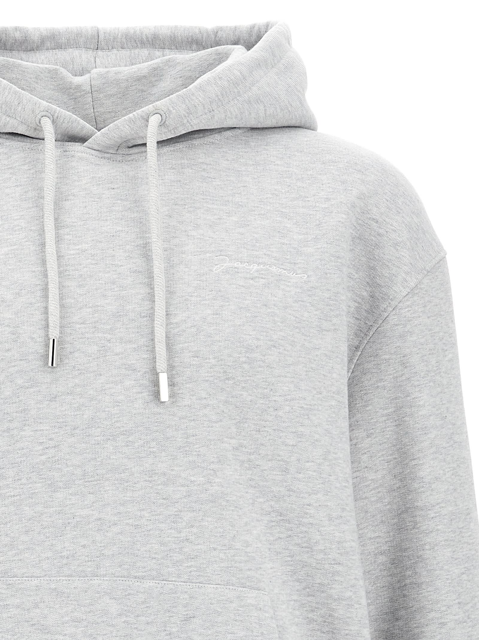 Shop Jacquemus Le Sweatshirt Brodé Hoodie In Gray