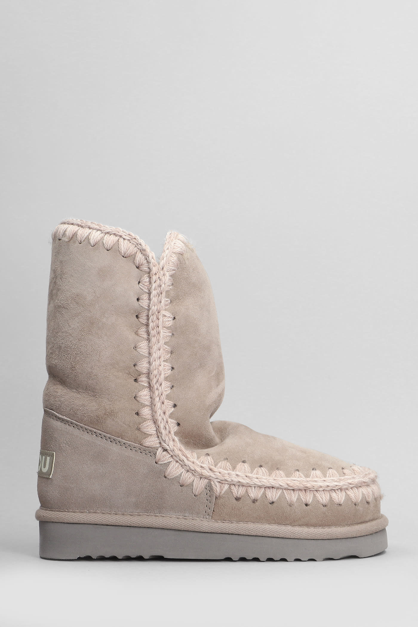 Eskimo 24 Low Heels Ankle Boots In Beige Suede