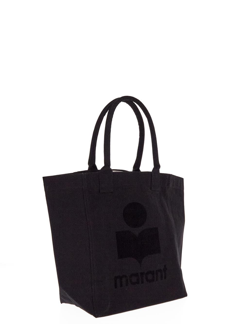 Isabel Marant Black Tote Bag With Tonal Logo Print At The Front In Cotton Woman In Black
