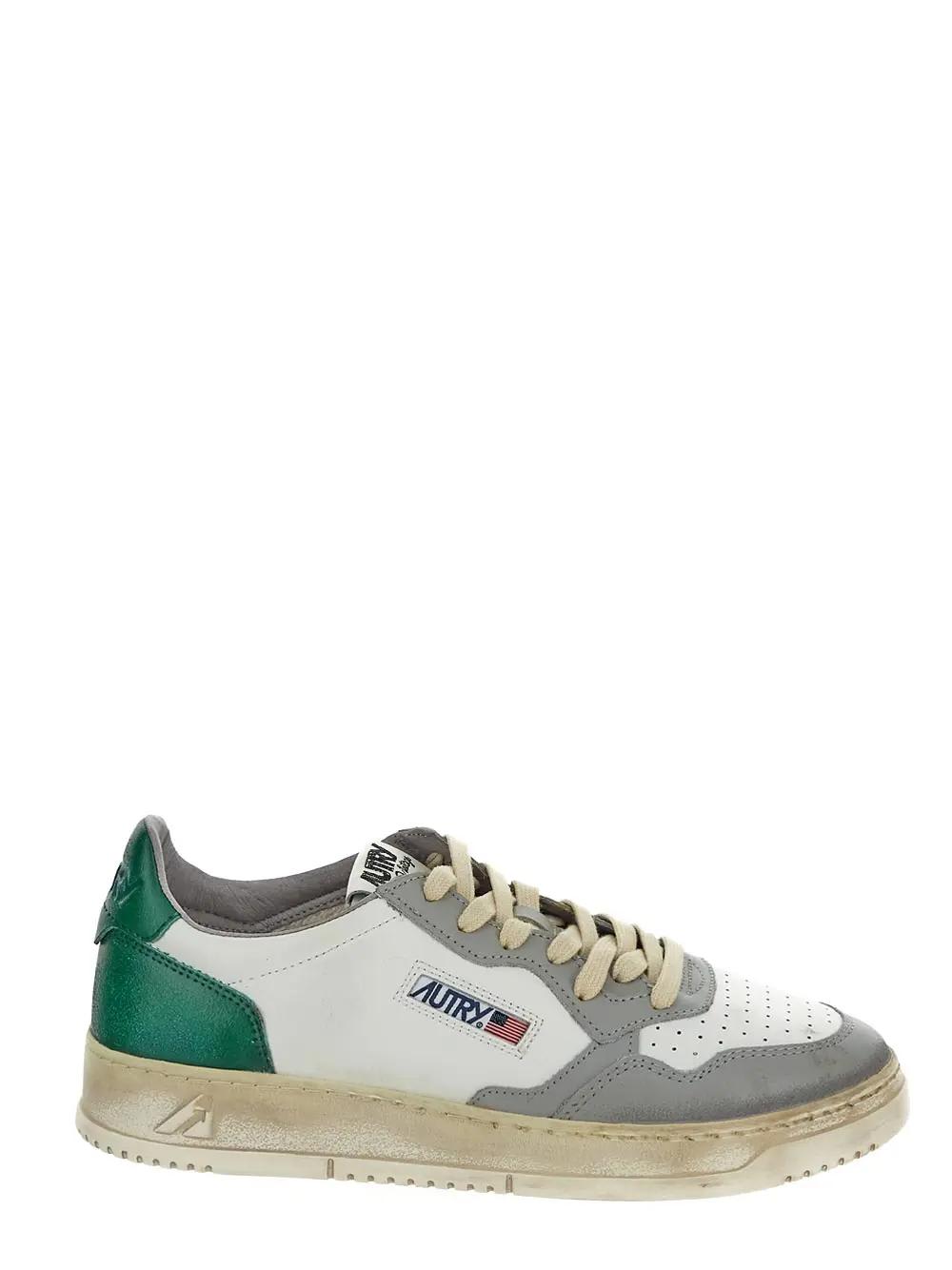 Autry Supvint Sneaker In Wht/grn/grey