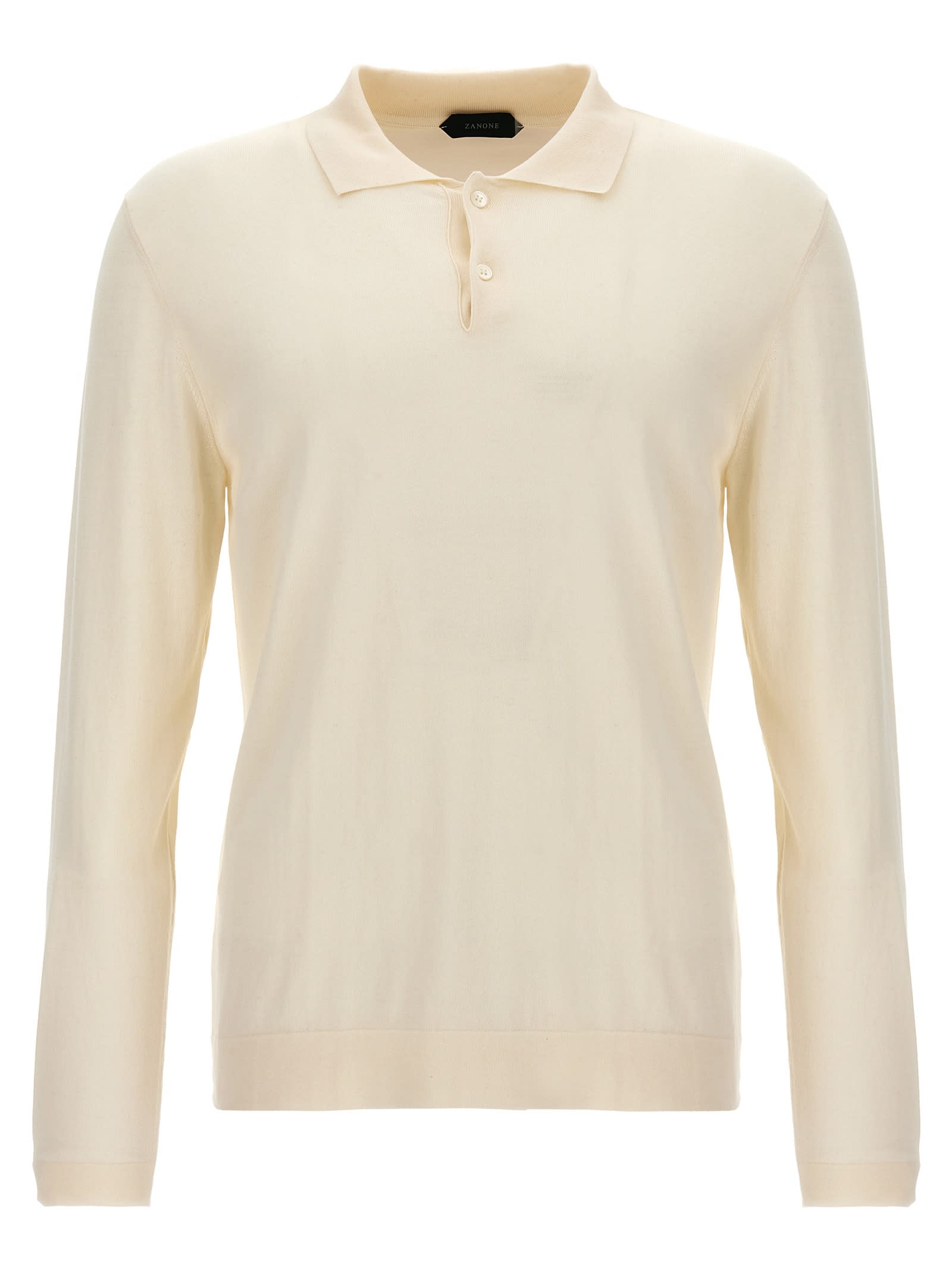 Shop Zanone Cotton Silk Polo Shirt In White