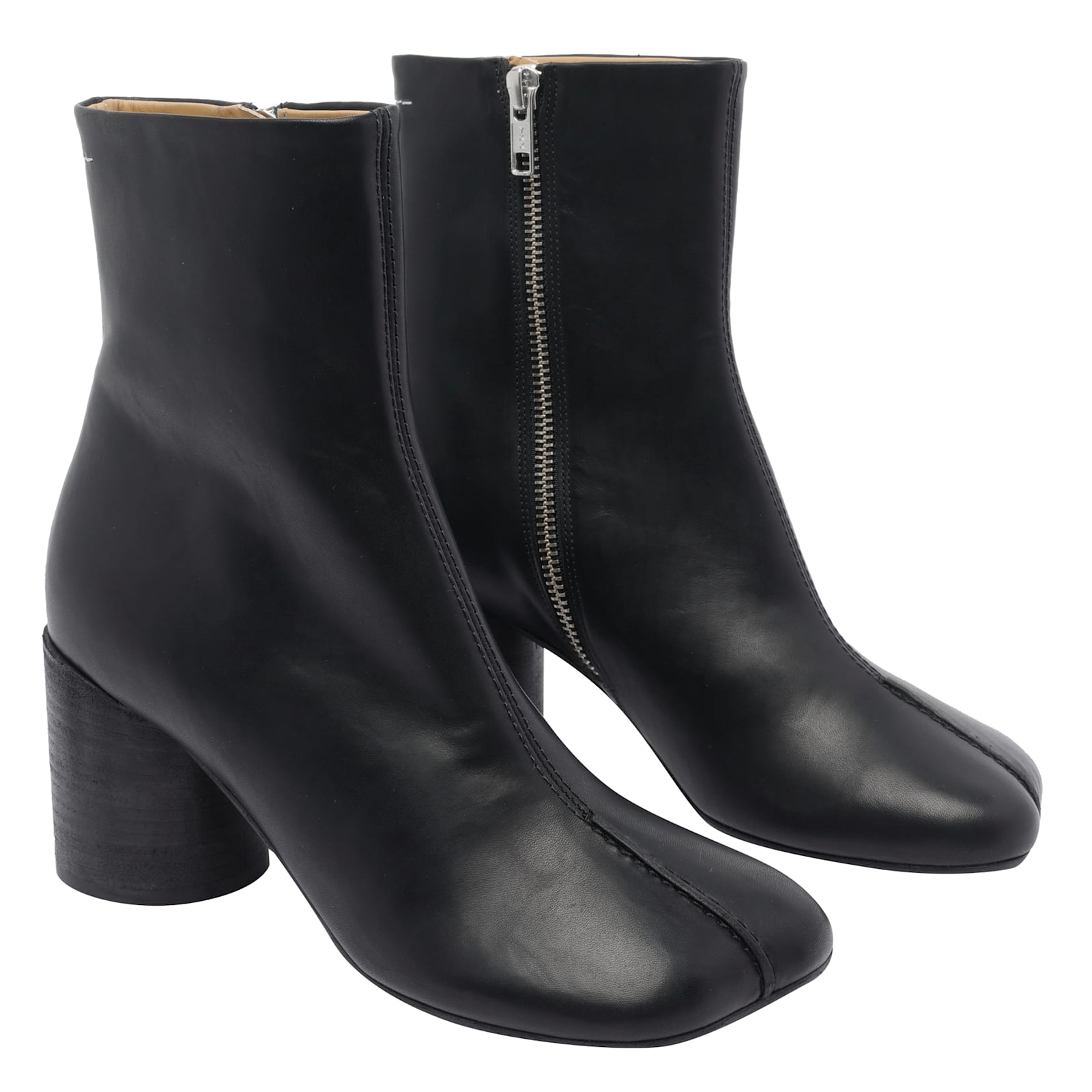 Mm6 Maison Margiela Mm6 By Maison Margiela Anatomical Black Leather Ankle Boots In Black