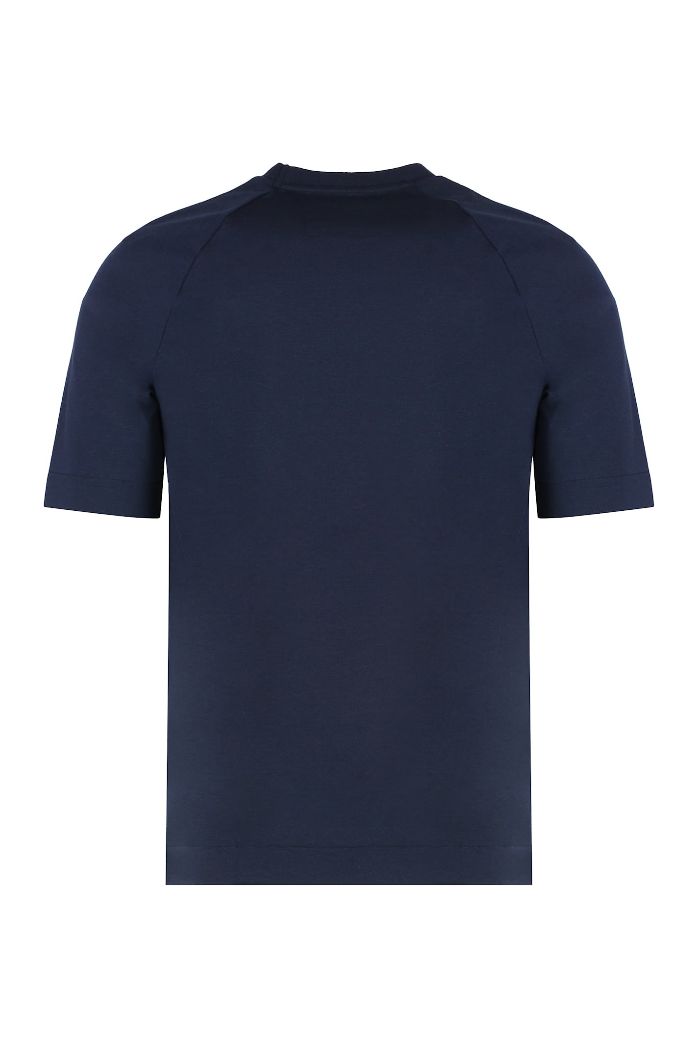 Hugo Boss Ribbed Collar Crew Neck T-shirt With Side Slits In Blue