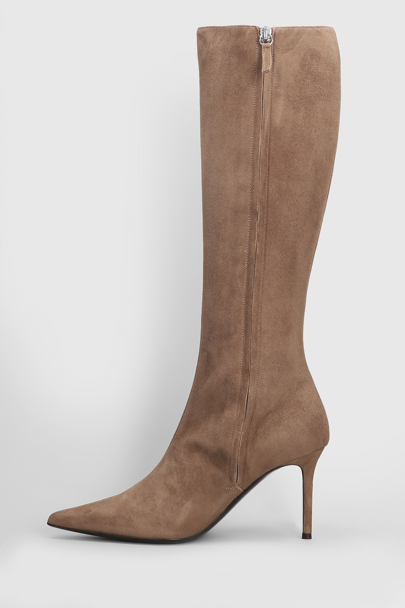 Giuseppe Zanotti Raquel 85 High Heels Boots In Taupe Suede In Brown