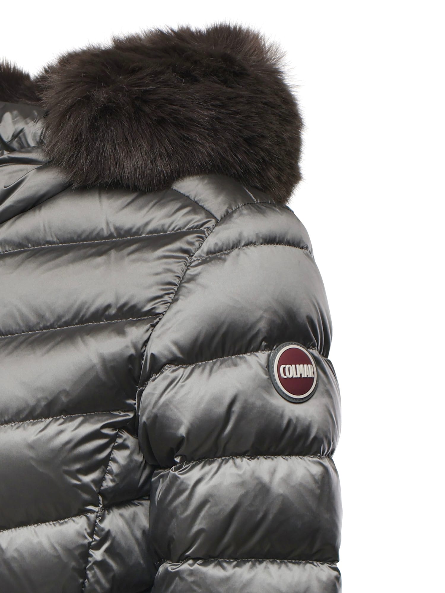 Colmar Quilted Down Jacket With Faux Fur In Gray