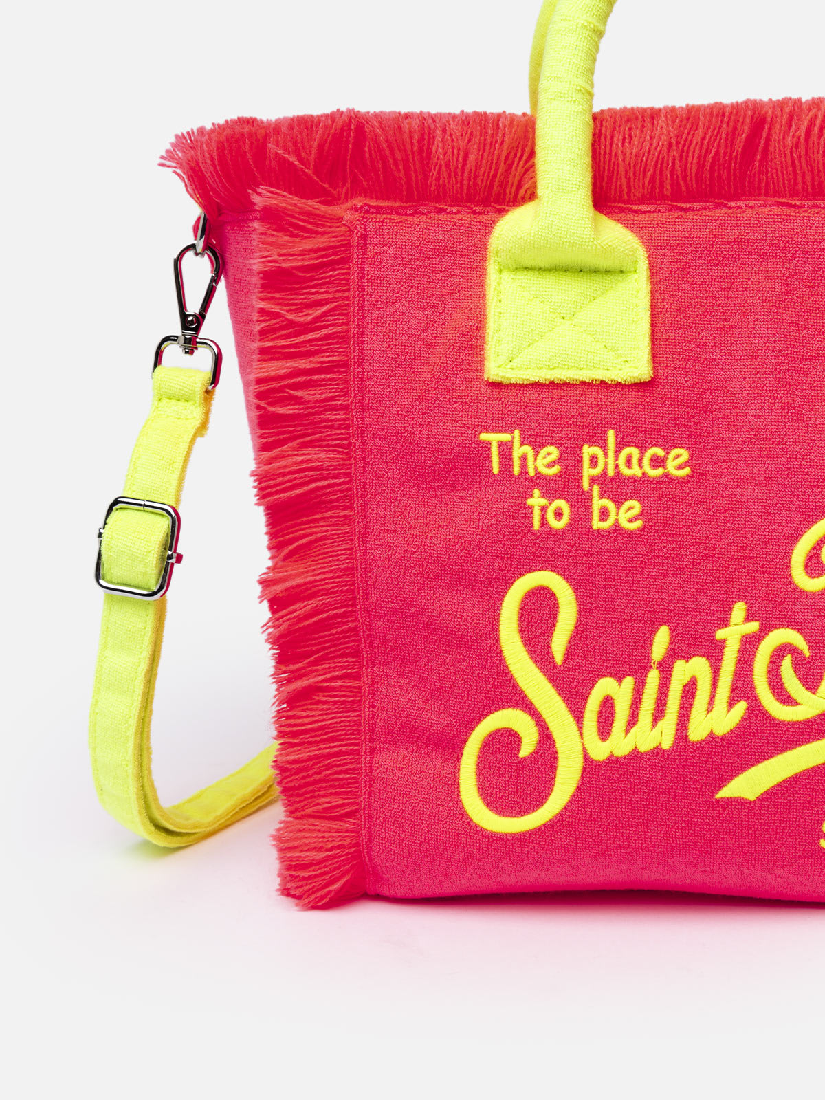 Mc2 Saint Barth Fluo Pink Terry Embossed Colette Sponge Handbag In Fluo