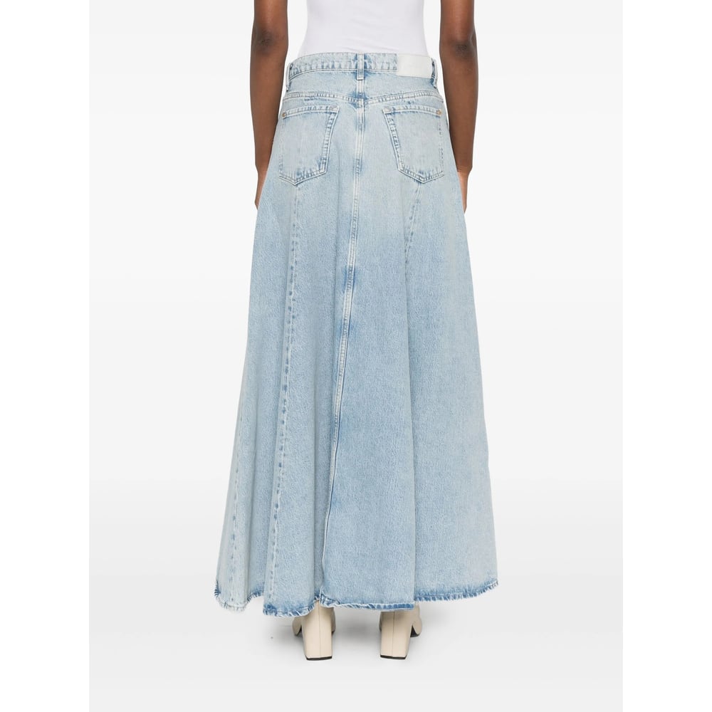7 For All Mankind High-waisted Denim Maxi Skirt In Blue