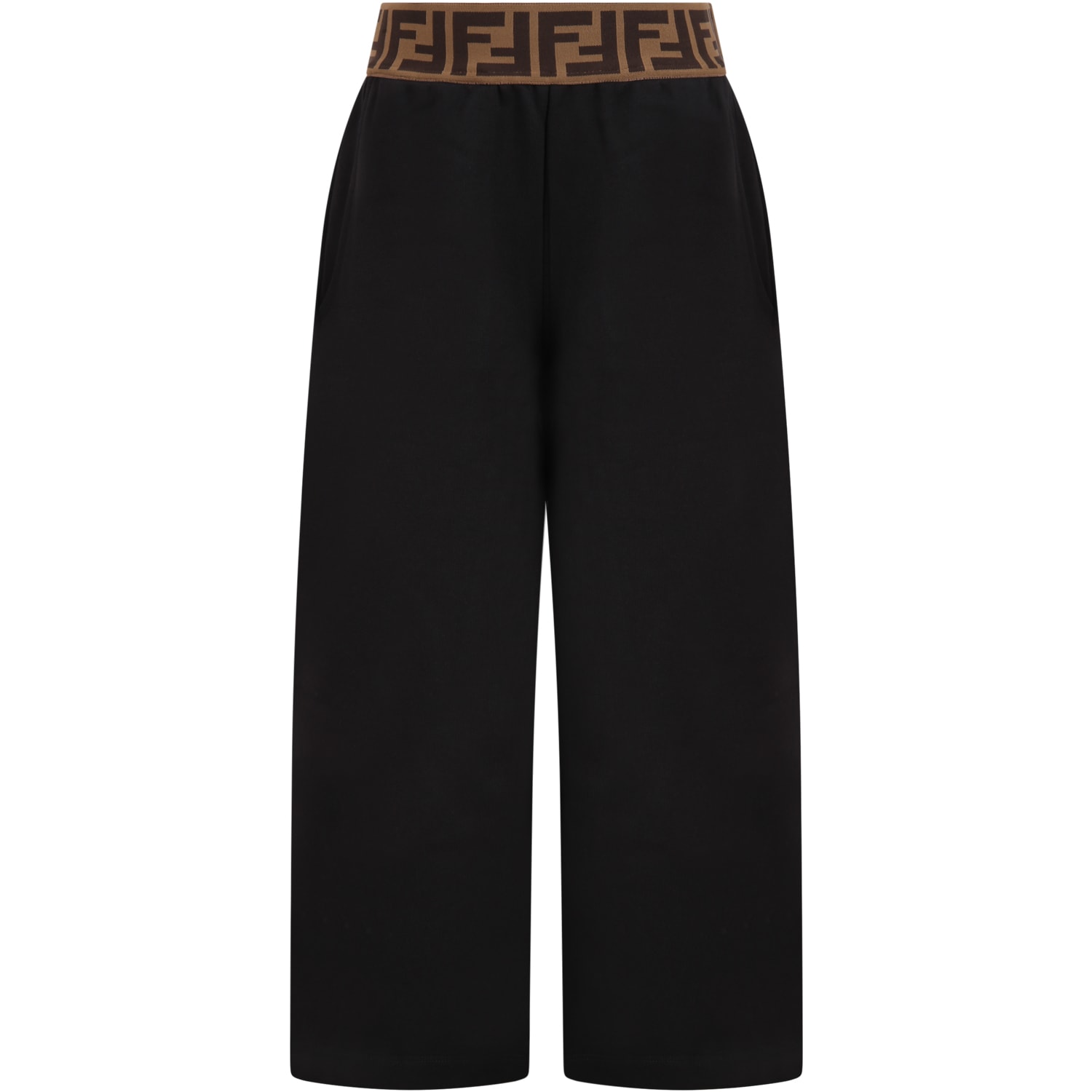 Fendi Black Trousers For Girl With Double Ff