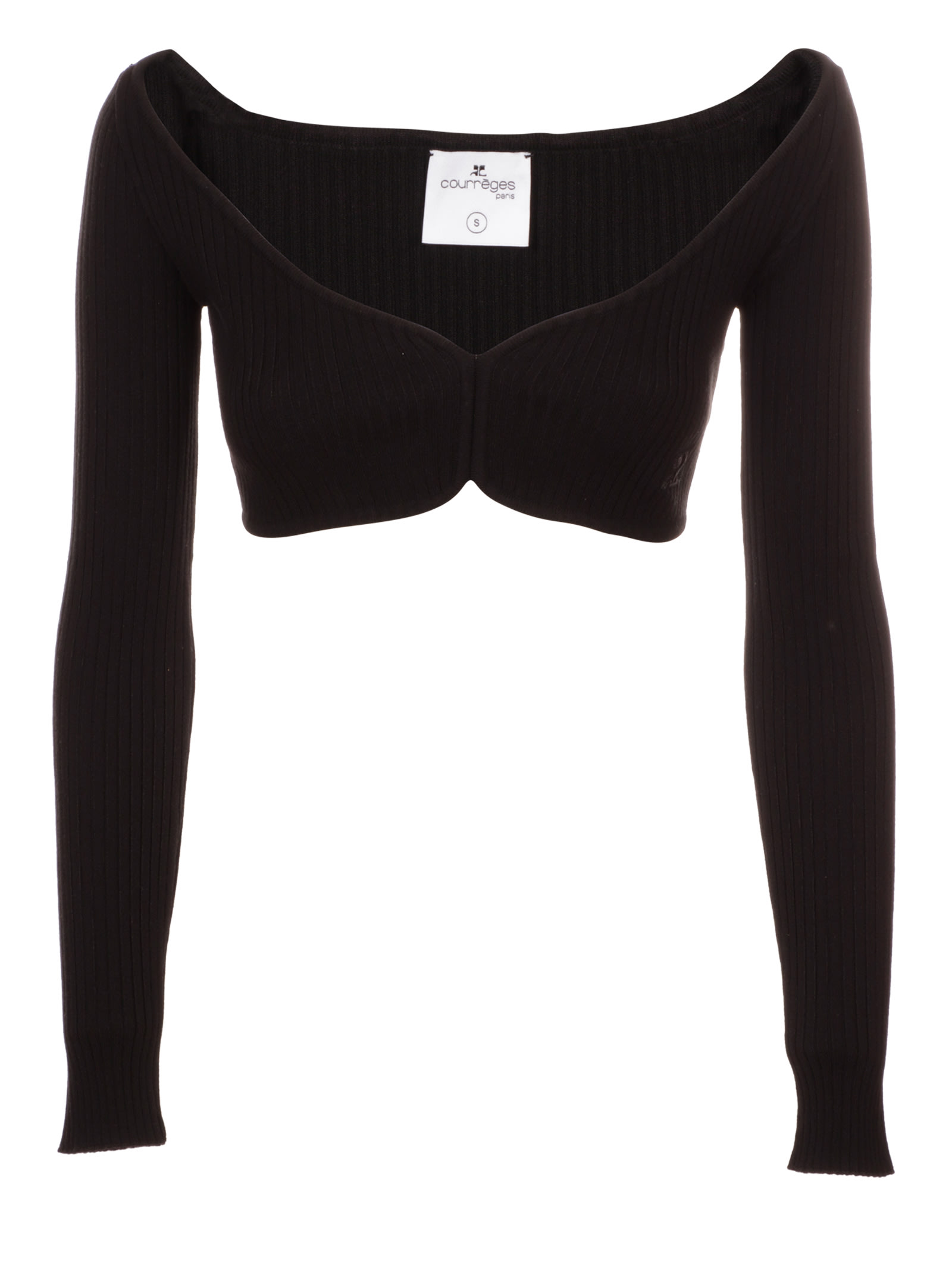 Courrèges Swallow Cropped Rib Knit Top