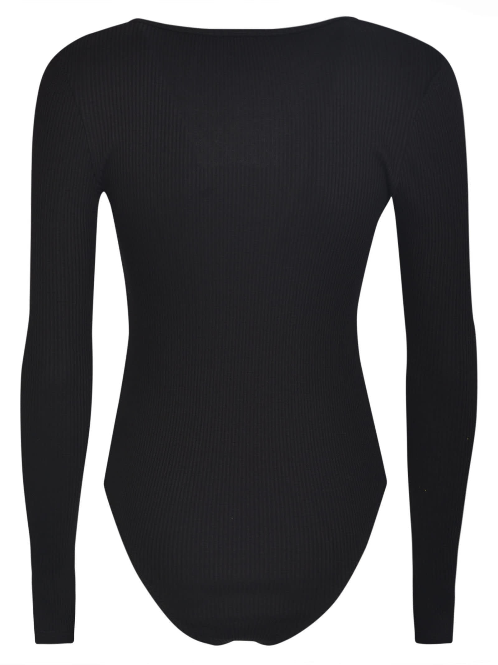 Shop Courrèges Ribbed Bodysuit In Black