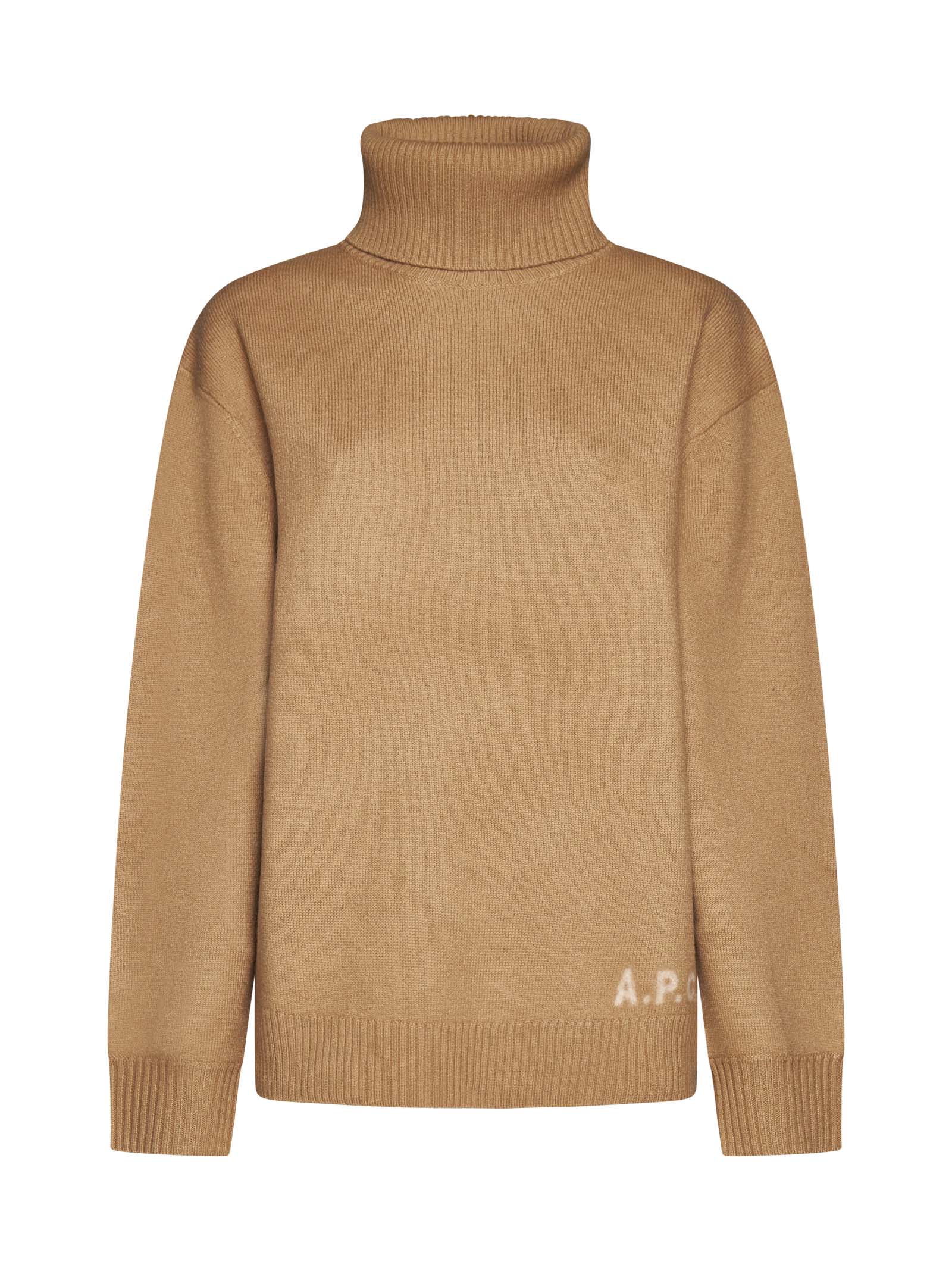 Apc Walter Virgin Wool Turtleneck Sweater In Camel
