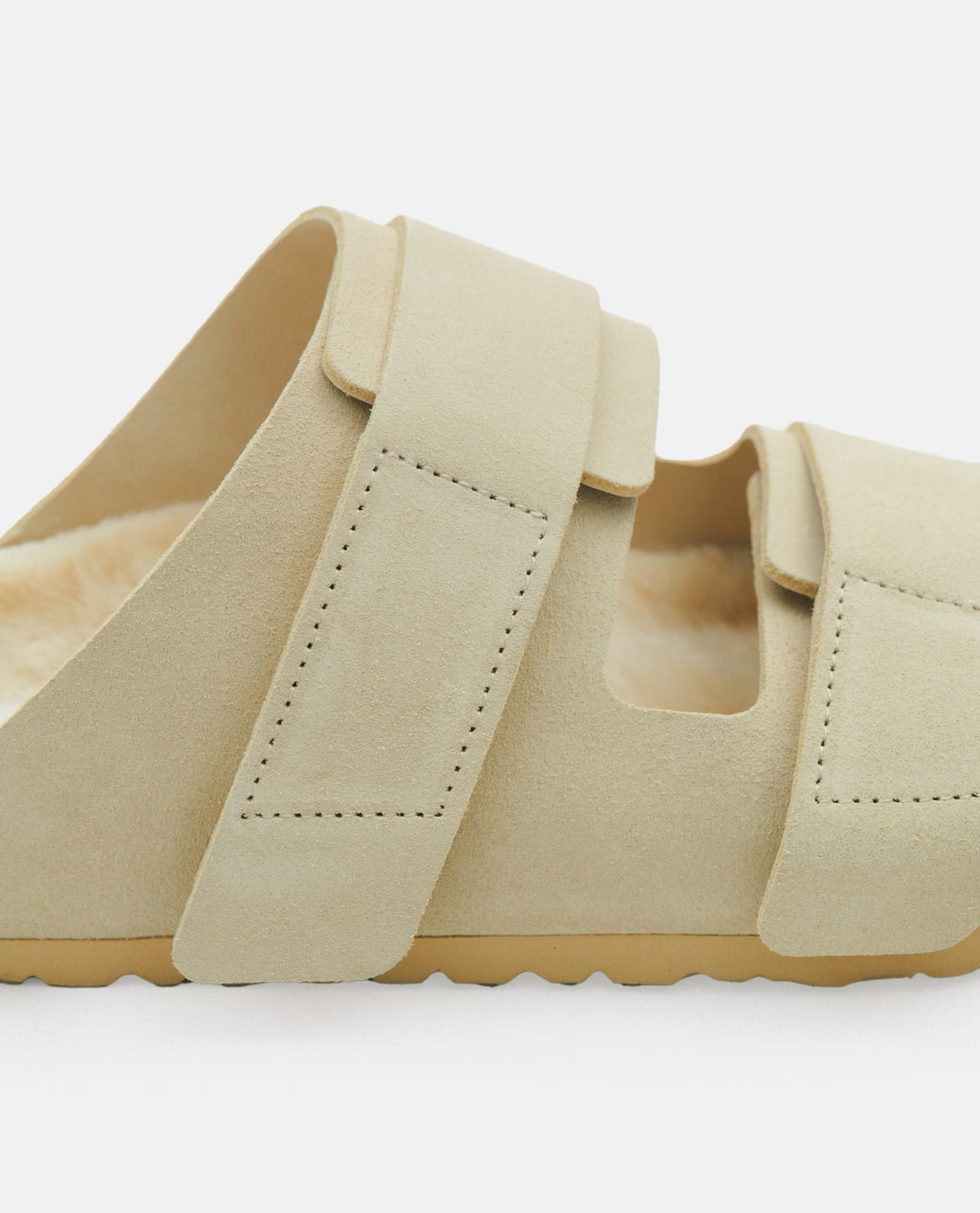 Shop Birkenstock Uji Suede And Leather Slippers In Straw
