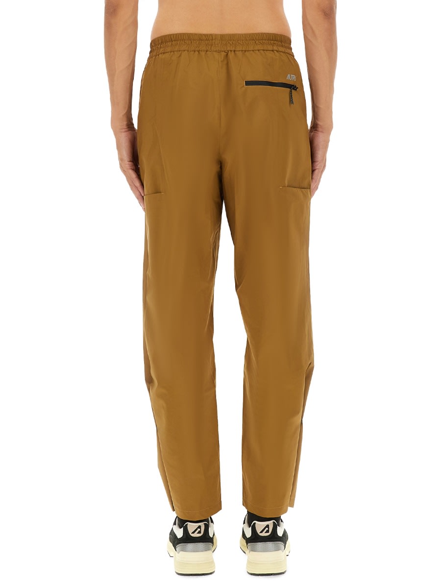 Autry Rain Tech Nylon Pants In Brown