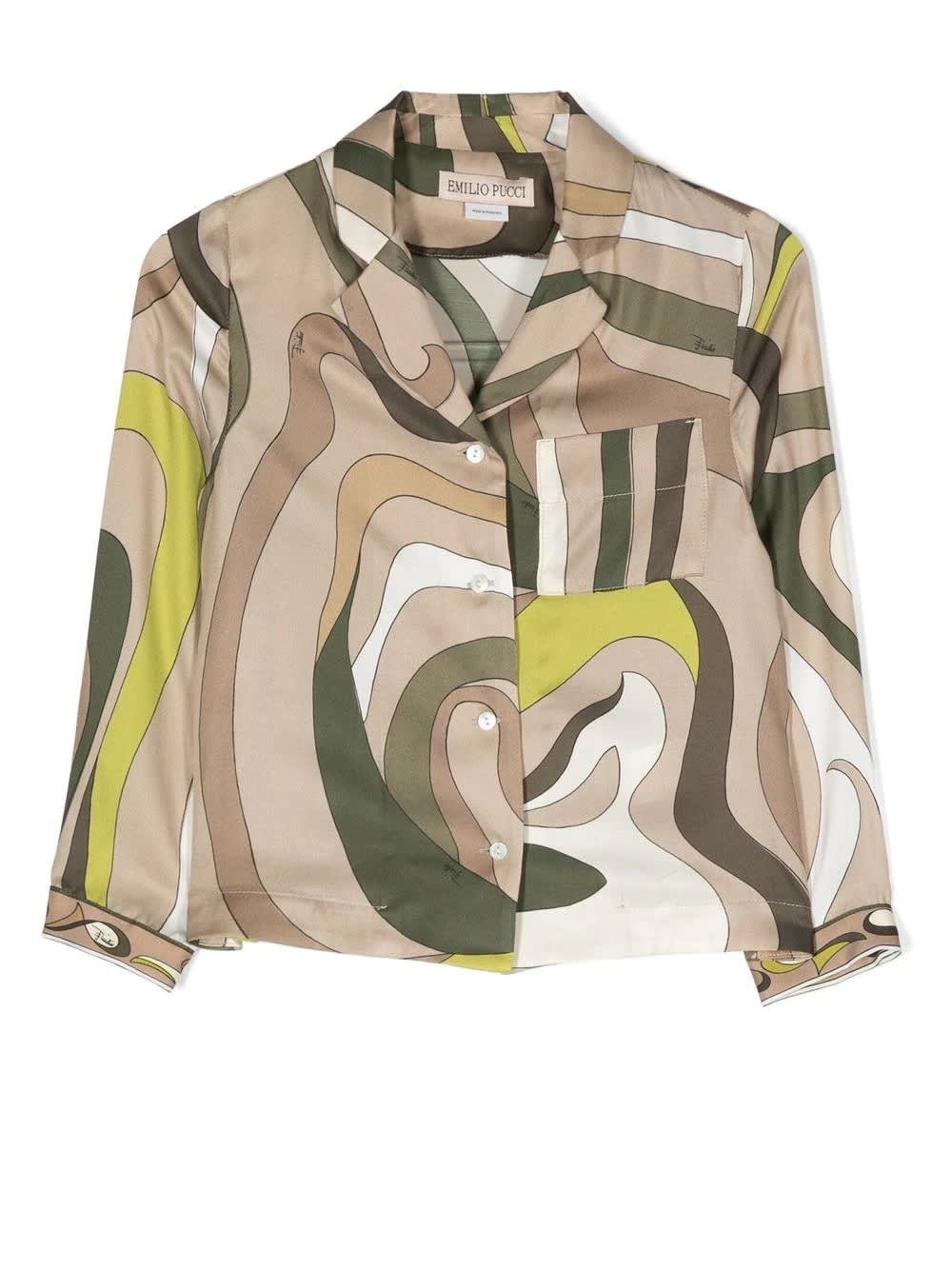 EMILIO PUCCI BEIGE SHIRT WITH MARBLE PRINT