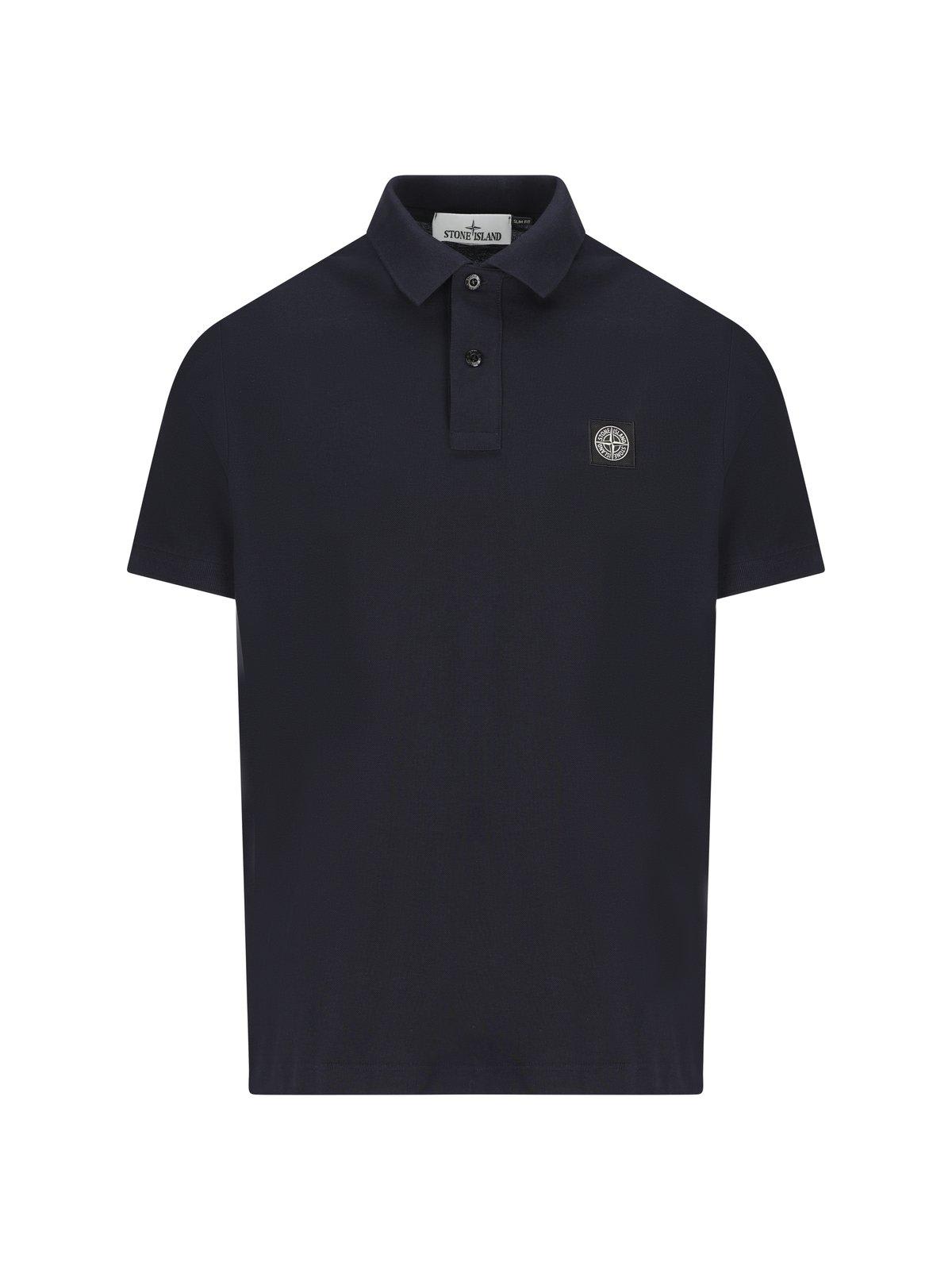 Shop Stone Island Compass Patch Short-sleeved Polo Shirt Shirt In Bleu