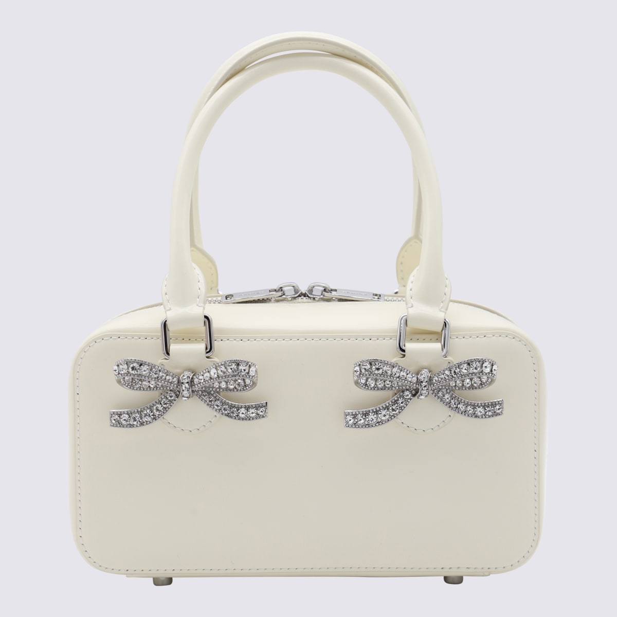 White Leather Top Handle Bag